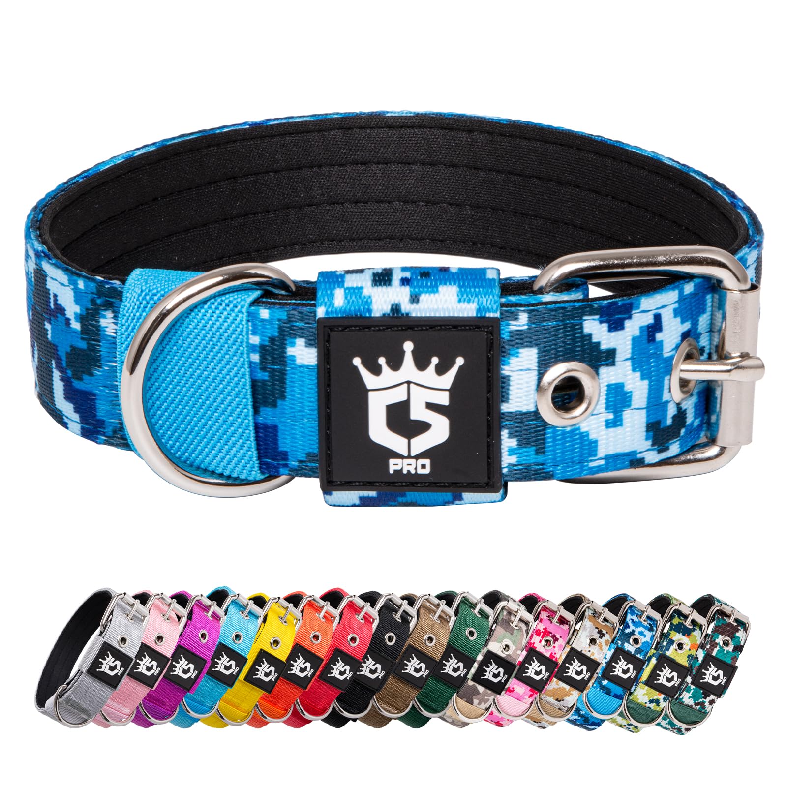 TSPRO Collar Táctico para Perros Ajustable, Collares con Broche de Metal Robusto, de 3,8 cm de Ancho, Duradero y Cómodo para Perros Medianos y Grandes (Camo Rosado M) — view 47