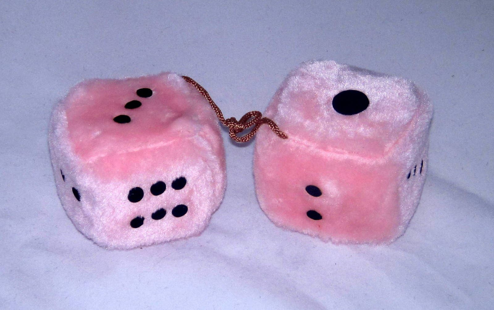 3 Inch Fuzzy Furry Dice Pink With Black Dots