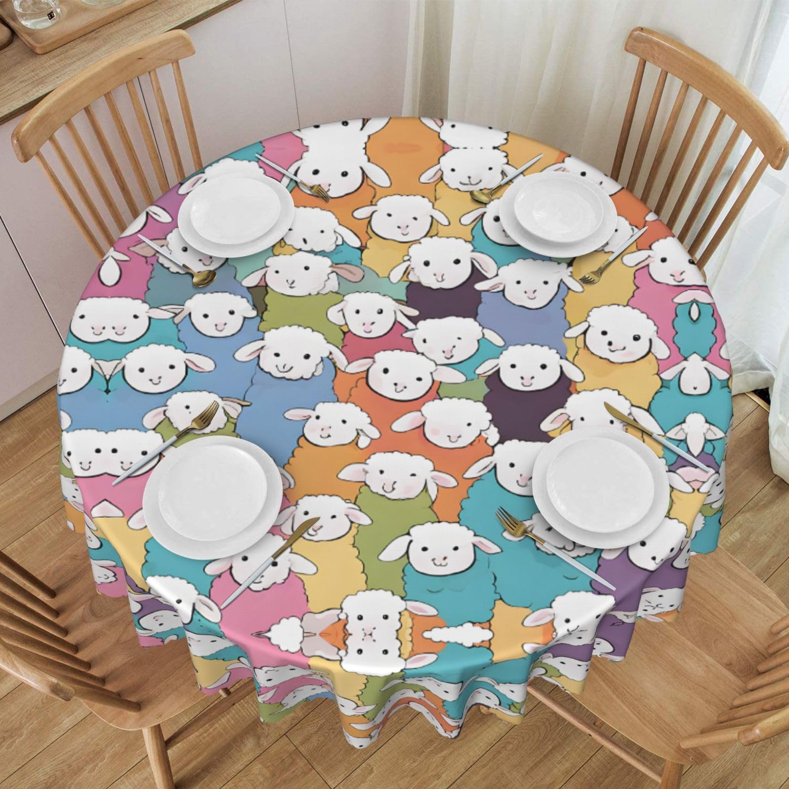 Nappe ronde anti-tache de 152 cm pour protéger la table des enfants