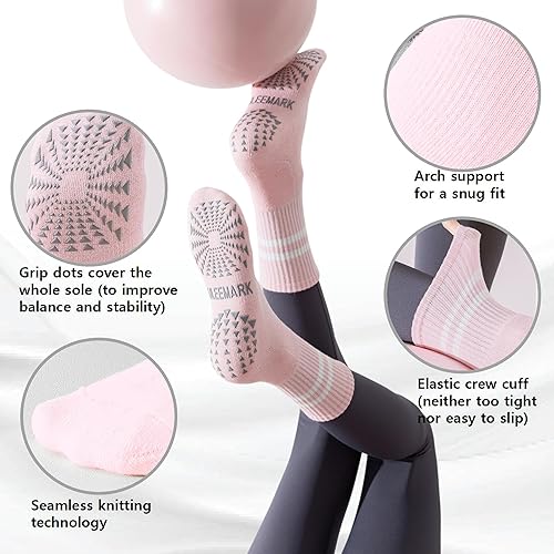Miniatura 3 de ULEEMARK Womens Pilates Non slip Yoga Socks Dance Gym Exercise Ankle Socks