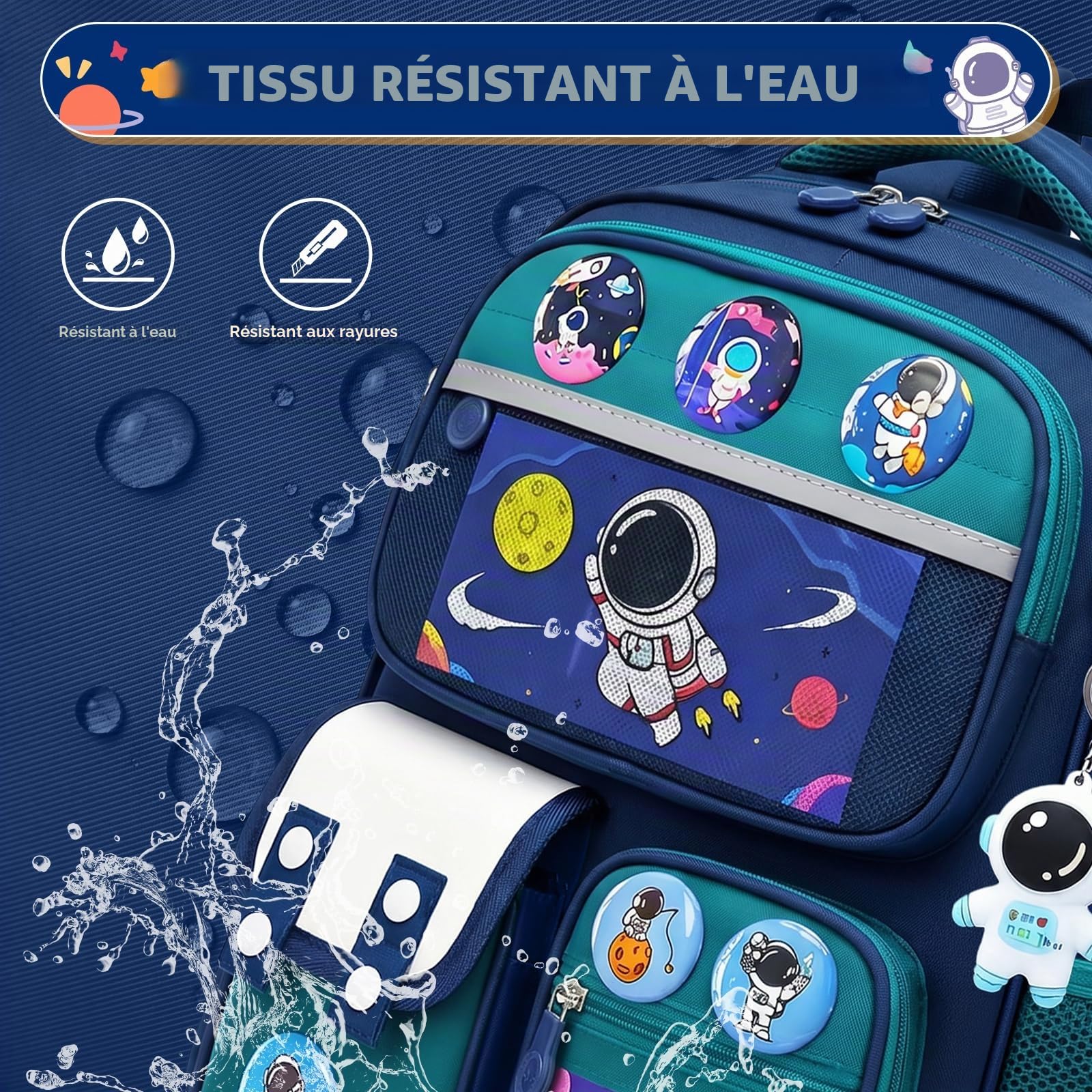 Amythe Sac à Dos Enfant Garçon 8-12 Ans – Cartable École Primaire CE1-CM2, Ergonomique Léger avec Bandes Réfléchissantes, Compartiment A4, Oxford Imperméable pour la Rentrée, Vert