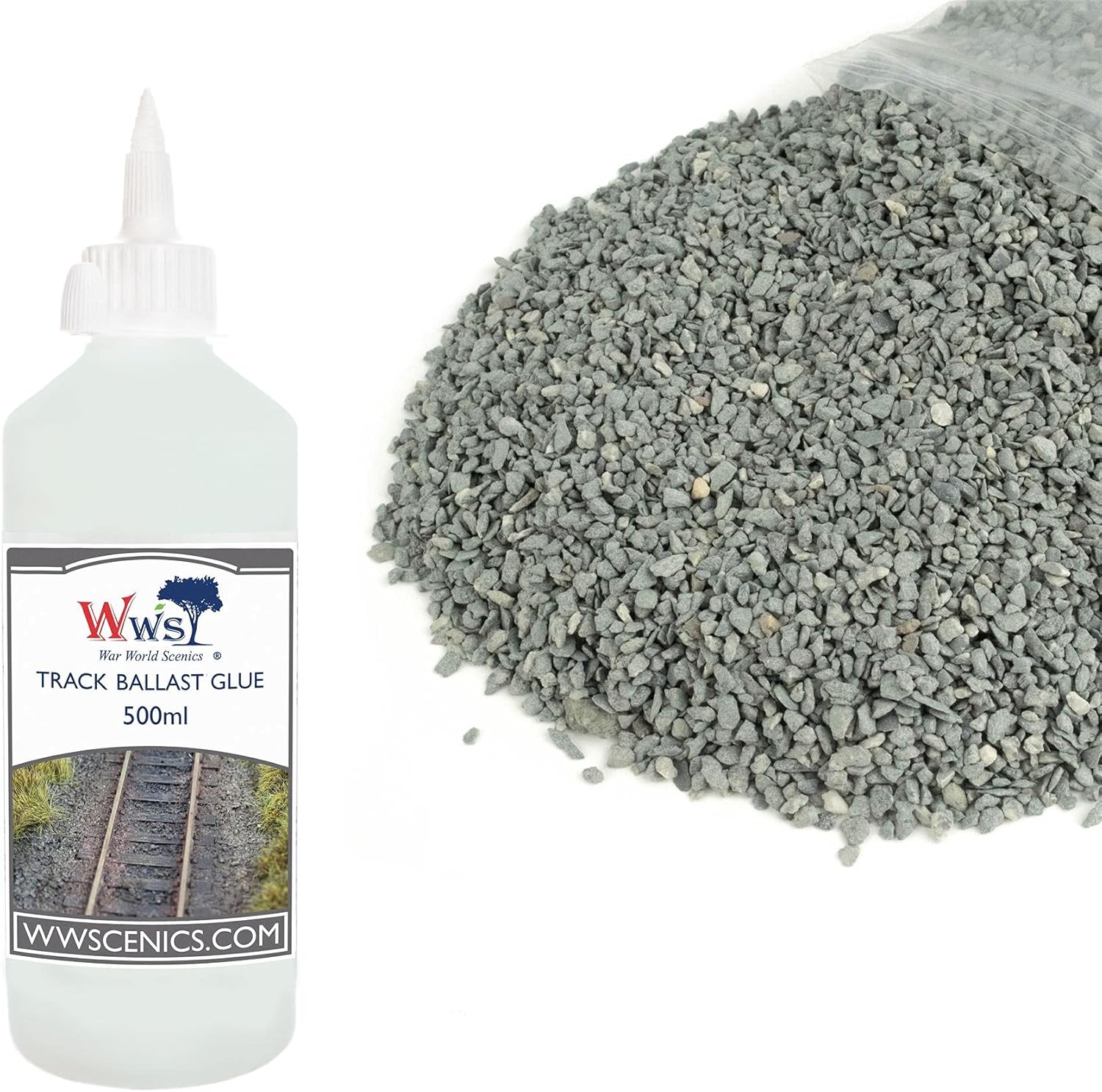War World Scenics 1kg Fine Dark Grey Ballast & 500ml Track Ballast Glue