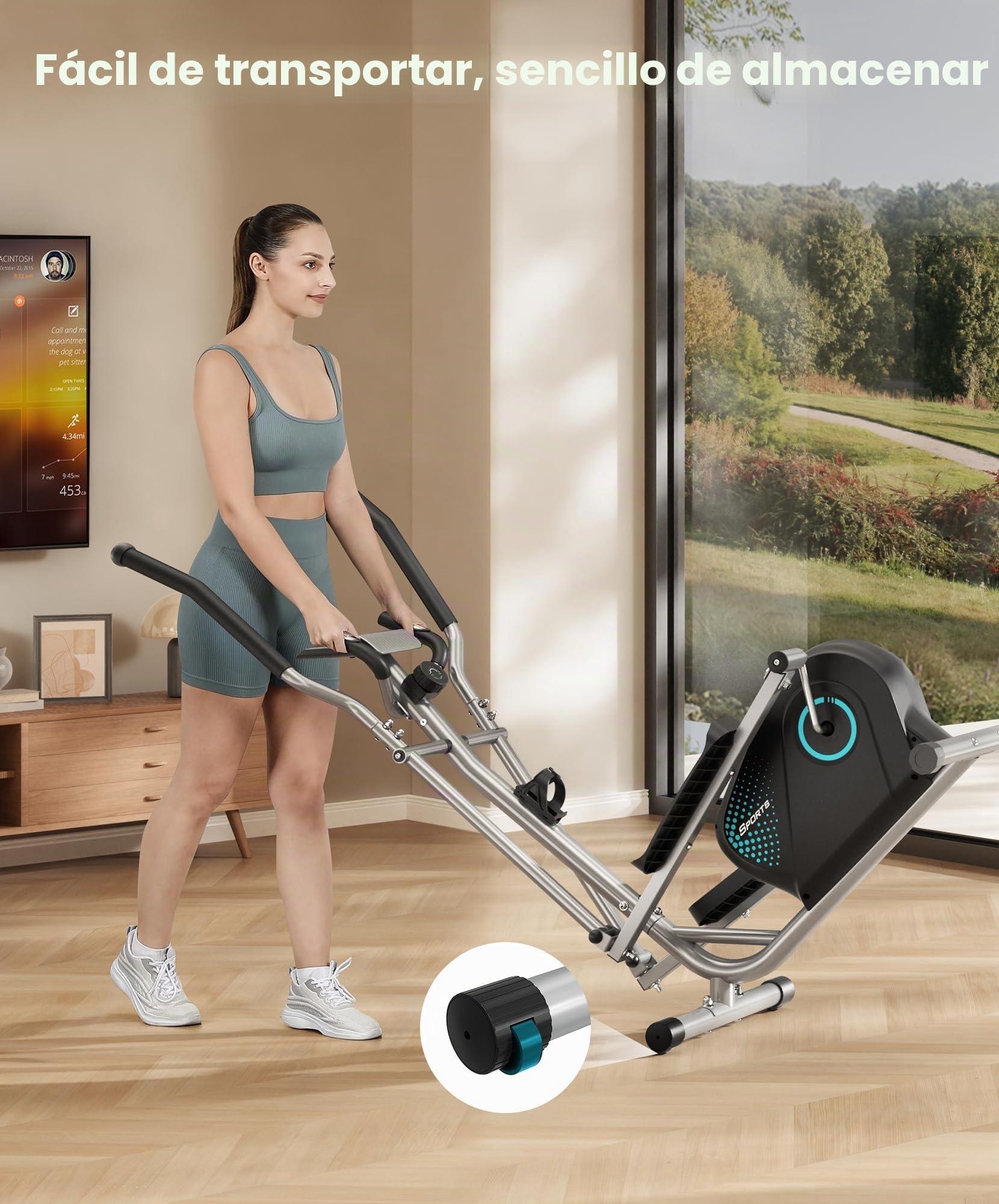 Dripex Eliptica para Casa, Bicicleta Elíptica Silenciosa con Volante de Inercia 6 kg, 16 Niveles de Resistencia Ajustables, Sensor de Pulso y Pantalla LCD, Elíptica de Fitness Cardio
