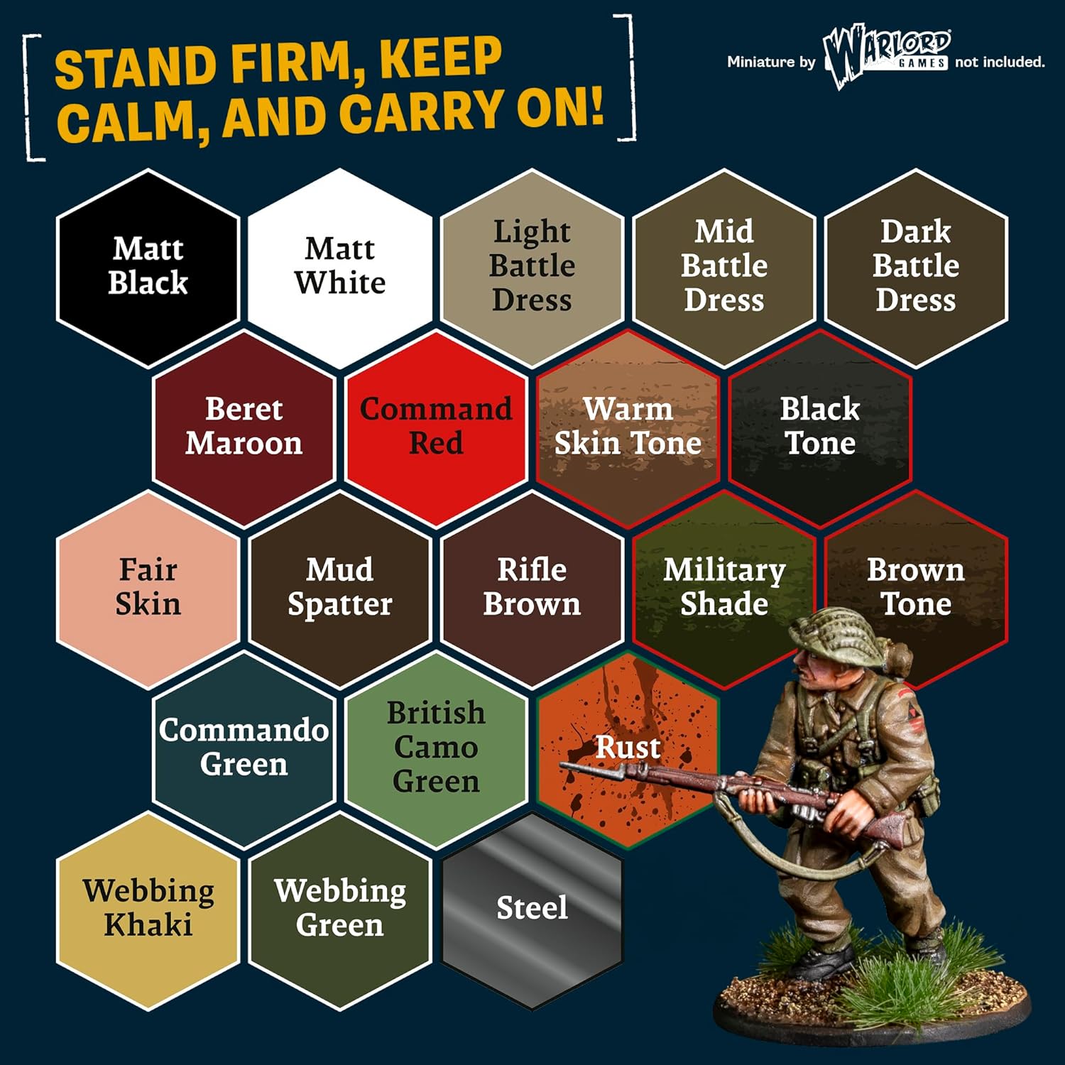 The Army Painter Historical: WWII British Paint Set Combo, 20 x 18 ml Warpaints Fanatic: 14 Acrylic, 4 Washes, 1 Effect, 1 Metallic & 1 Brush, Miniature Paint for British Armed Forces