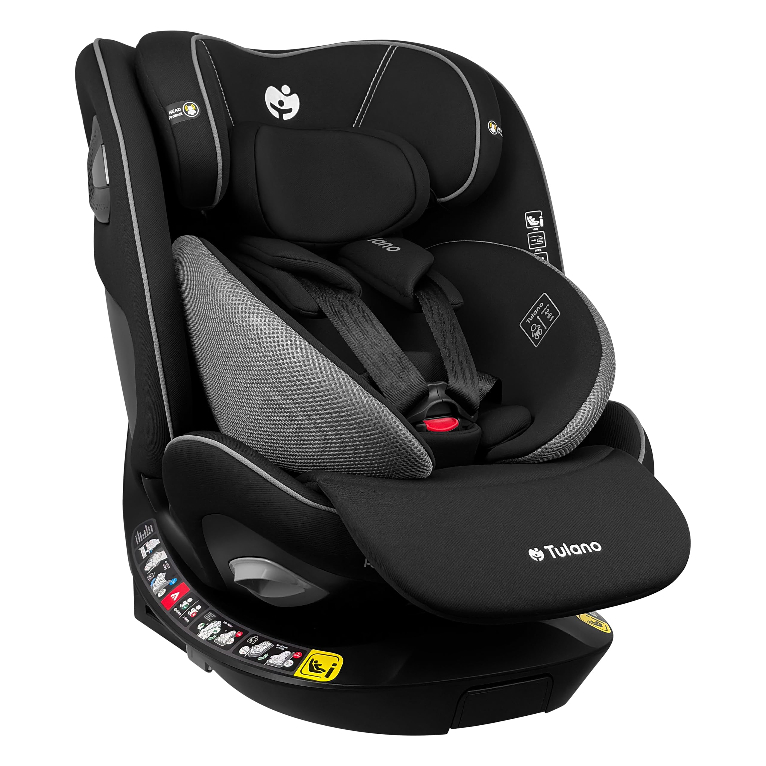 TULANO Loom 45 – Kinderautositz i-Size 360 Drehbar Reboarder – Schwarz