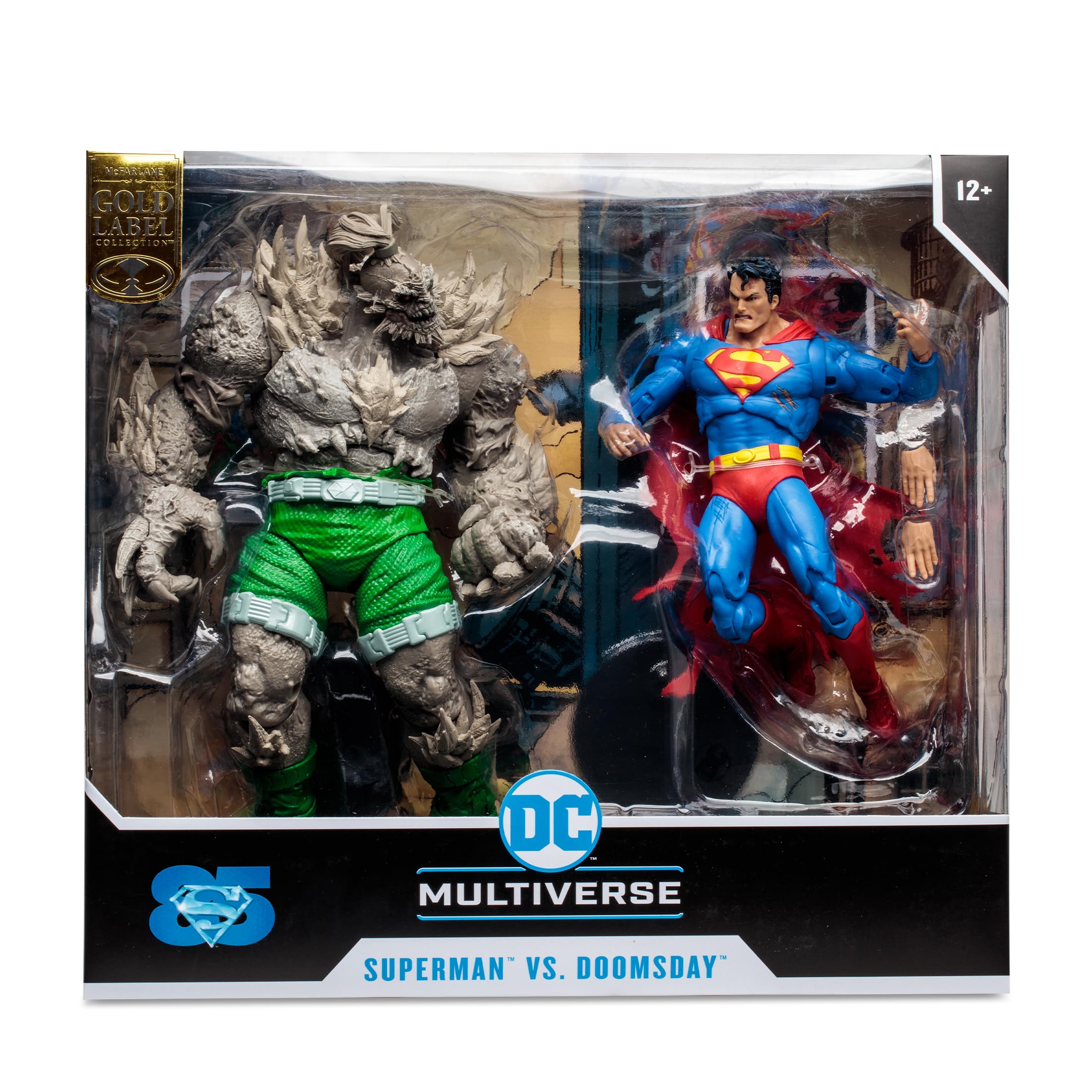 McFarlane DC Multiverse Collection 2 Mega Sculptures Superman and Doomsday Poseable Figures with Socks, Accessories and Trading Cards, Over 12 Years, Bizak (64387089)