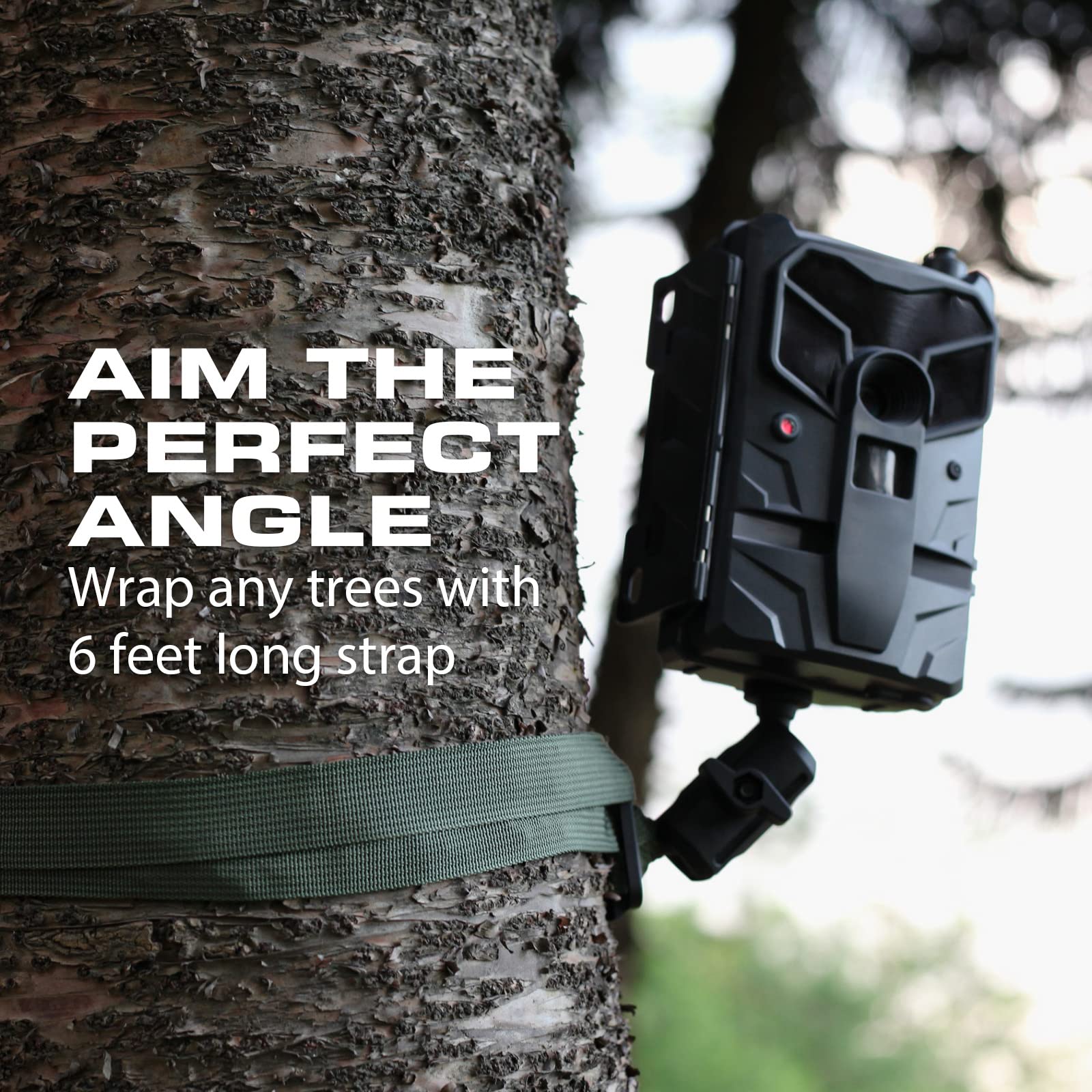 upperosey TreeDude4 Trail Camera Mounting Bracket, Alloy & Built-to-Last Hunting Gear Accessory for Outdoor, Trail Cam Mount w/ 360° Adjustable Quick Set-up (2 Sets w/Green Strap)