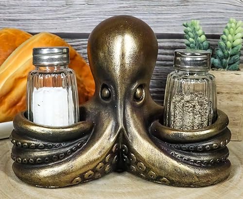 Miniatura 8 de Ebros Gift Cefalópodo profundo, pulpo, kraken, tentáculos, condimento, sal y pimienta, soporte para cocina, mesa de comedor, decoración de pulpos,