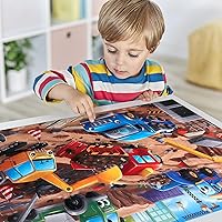Vista 5 de Jumbo Floor Puzzle for Kids,Construction Site Jigsaw Large Puzzles,48 Piece Construction Vehicle Puzzle for Toddler Ages 3-5,Children Learning
