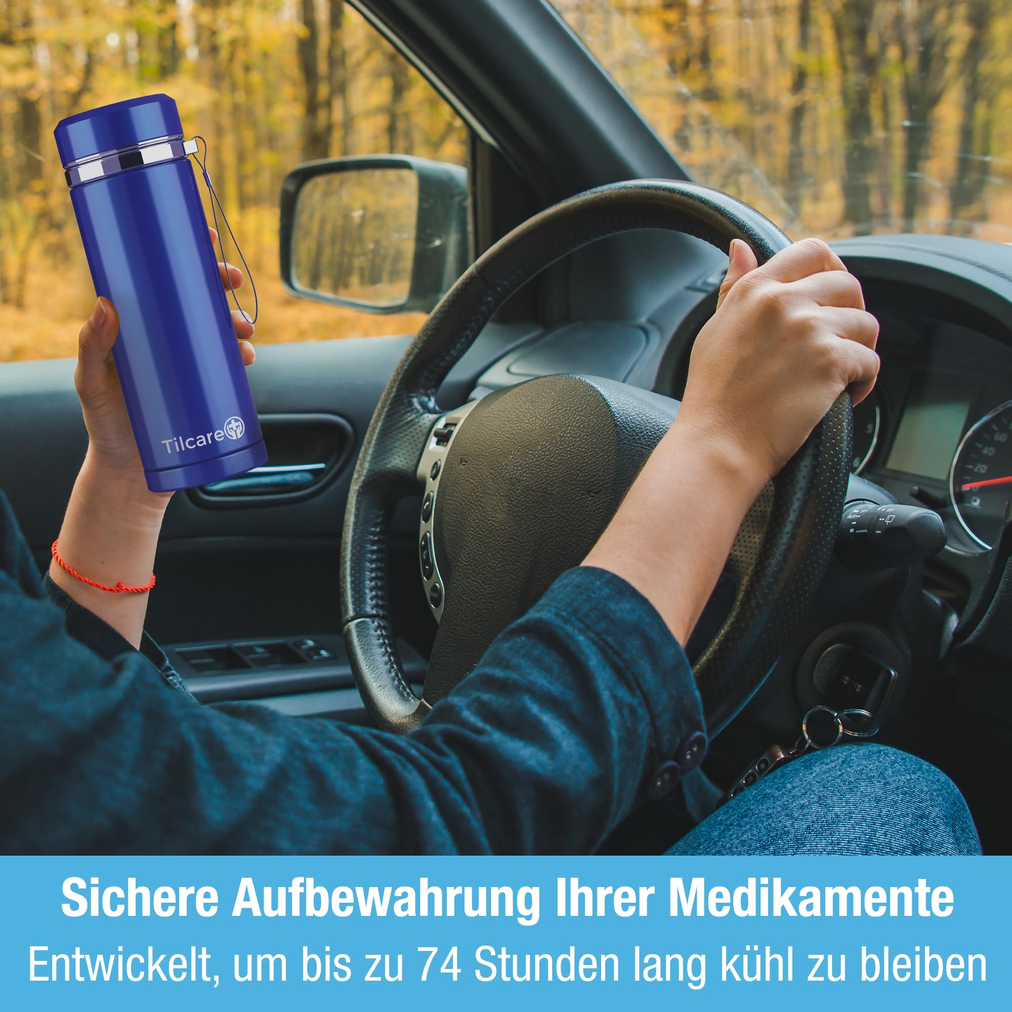 Insulinkühler Reiseetui von Tilcare - 74H wiederverwendbare Insulin Kühlbox - Großes TSA-zugelassenes Medikamenten Etui - Notfallflasche14H - Bis zu 4 Diabetiker - Pens & medizinische Fläschchen