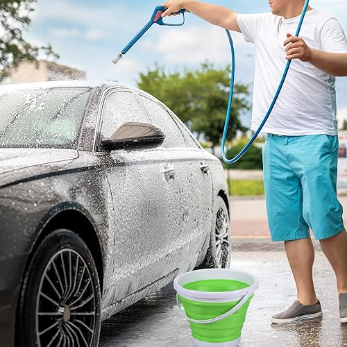 Miniatura 10 de PATIKIL Cubo plegable de 5 L, cubo de playa plegable portátil de plástico para exteriores, para camping, pesca, lavado de autos, color rosa