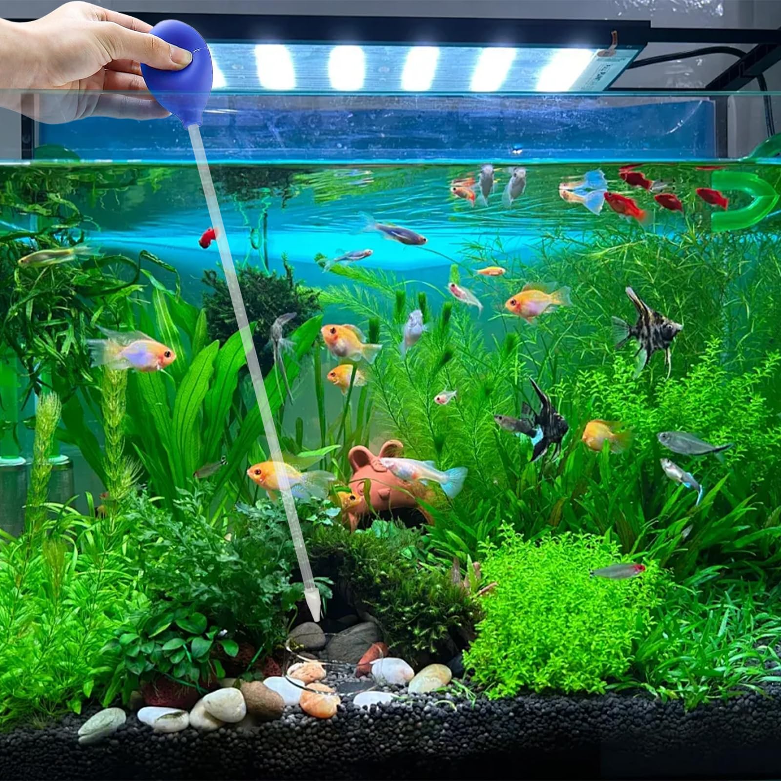 2 sztuki 40 cm syfon do akwarium, ręczna pompa wodna, koralowy podajnik, wielokrotnego użytku, zmiana wody do akwarium, akcesoria do akwarium do czyszczenia akwarium, zasilanie