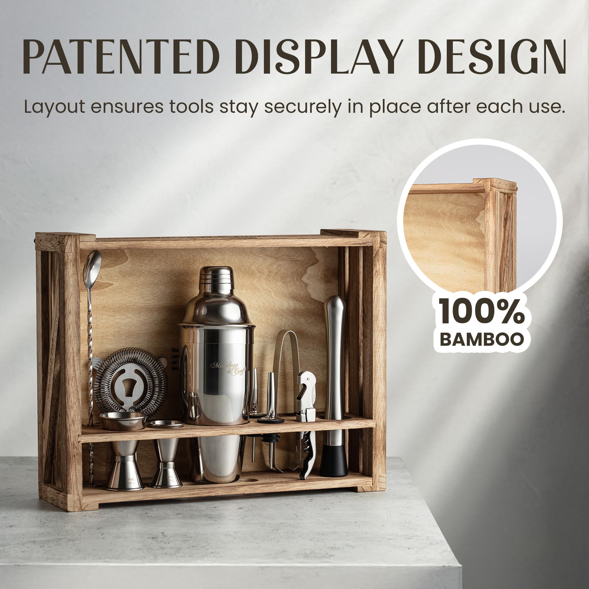 Mixology & Craft Cocktail Shaker Set 11-tlg. - Cocktail Set aus Edelstahl mit Bar Zubehör - Silber