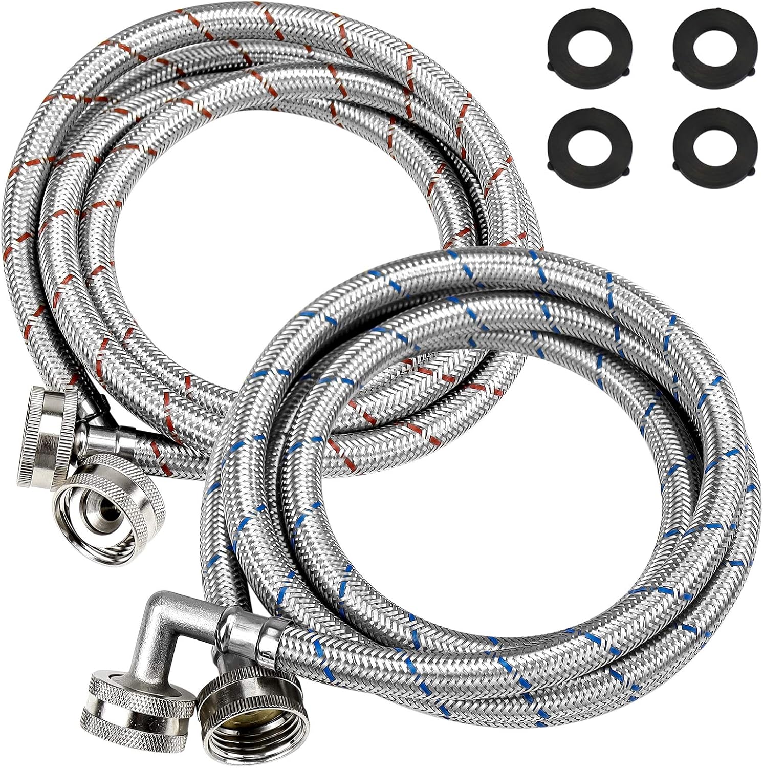 Buy Beaquicy Washer Stainless Steel Hoses with 90 Degree Elbows 6 Ft
