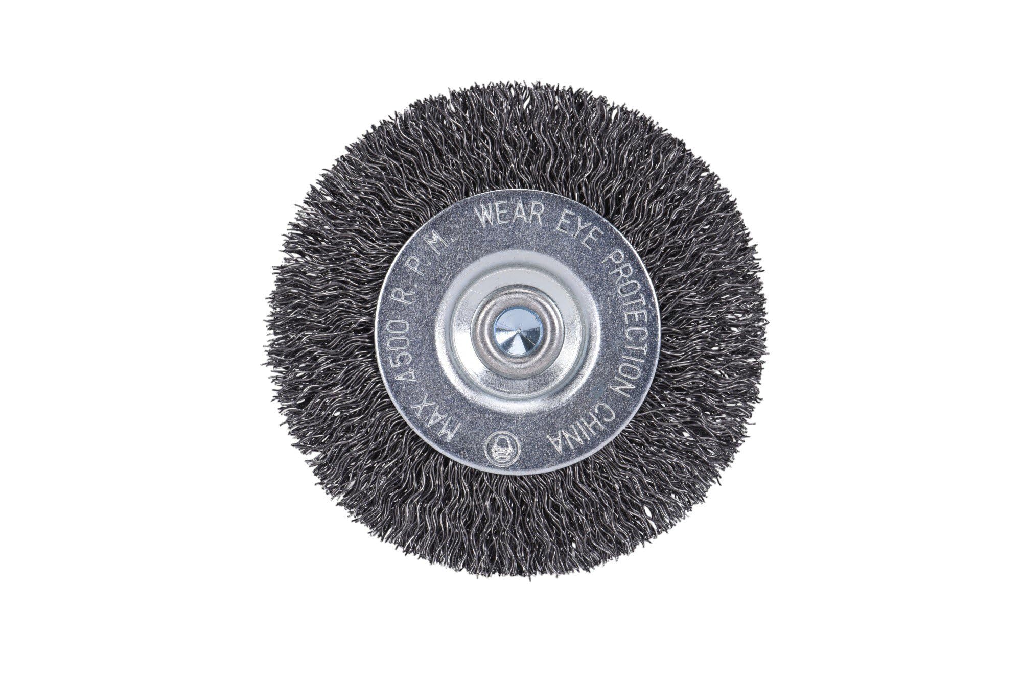 Century Drill & Tool 76431 3" Durable Coarse Crimped Radial Wire Brush, 1/4" Drill Shank, 4,500 RPM - Ideal for Rust/Paint Removal, Deburring, & More