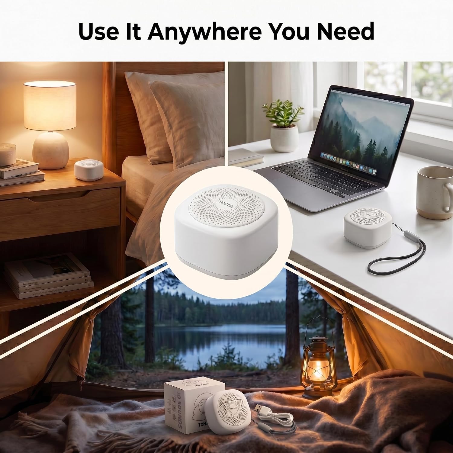 White Noise Machine Mini for Seeping Adults, Baby, Dogs Portable | Small Sound Machine 10 Soothing Sounds,4 Timers,Battery Sleep Machine for Travel,Home,Office,Camping