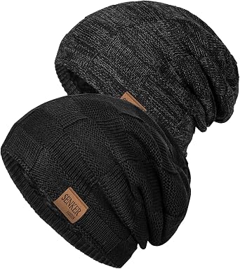 قبعات Senker Fashion Slouchy للرجال والنساء، قبعات شتوية كبيرة الحجم، قبعات دافئة وسميكة للهدايا في الهواء الطلق