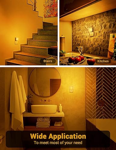 Miniatura 5 de JandCase Luces nocturnas ámbar enchufables a la pared 4 unidades, luz nocturna LED enchufable del atardecer al amanecer, luz nocturna para niños de