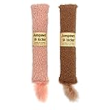 2 Pack Natural Interactive Catnip & Silvervine Cat Kicker with Tail, Bite Resistant Chew Toy, Crinkle Kicker, Accessories for Indoor Cat, Sherpa Material