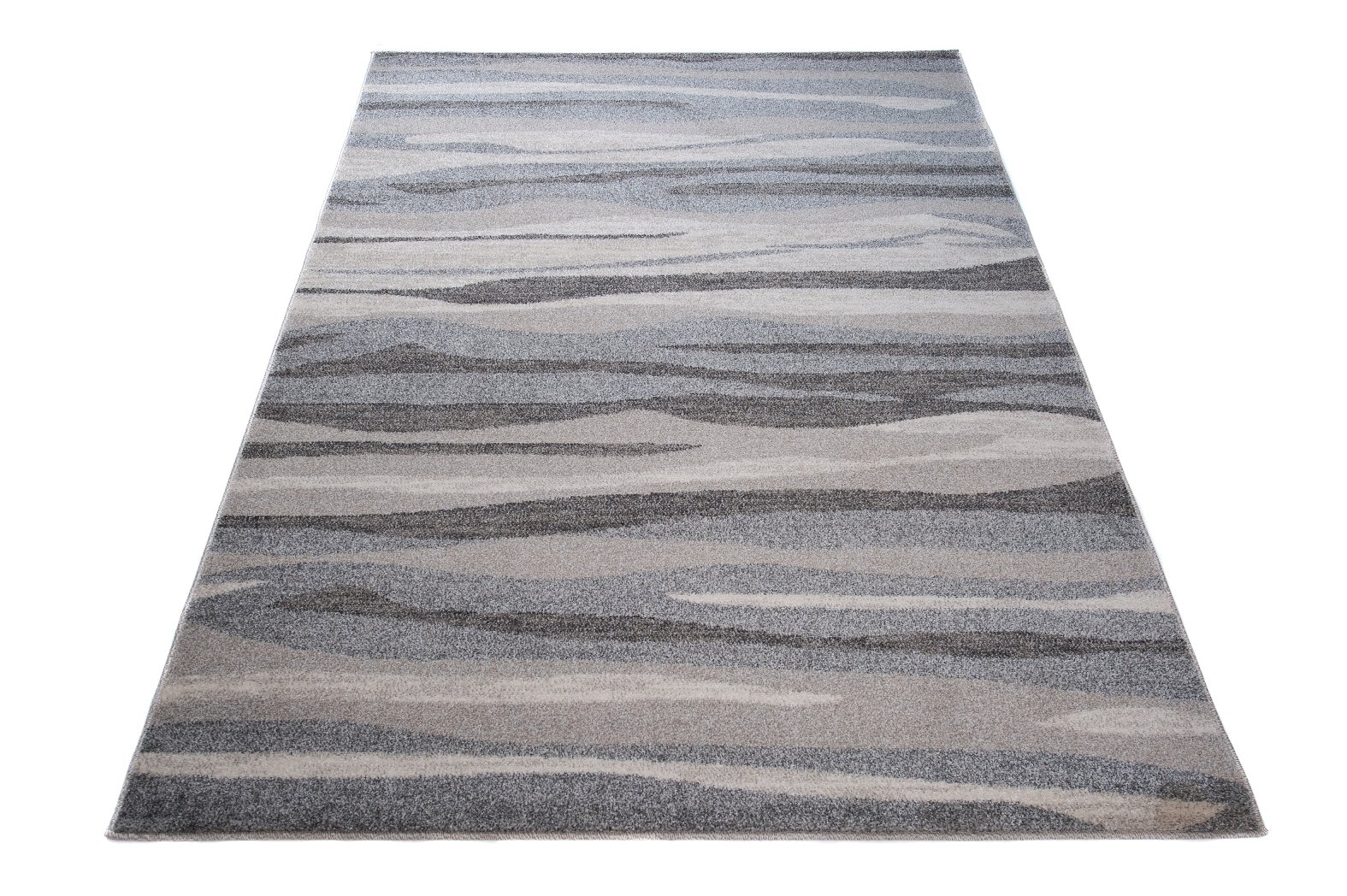 Tapiso Dywan Sari z krótkim włosiem, melanż, designerskie dywany szaro-białe z abstrakcyjnymi paskami linie, wzór do salonu, ÖKOTEX 160 x 220 cm