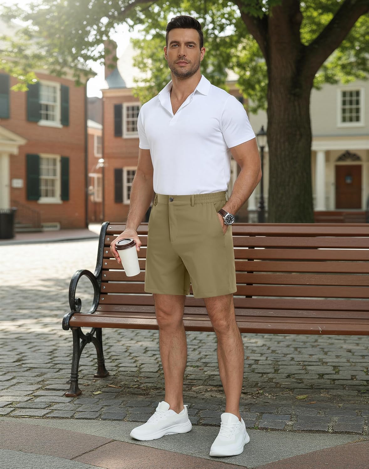 Men's Lightweight Golf Shorts 7" Stretch Quick Dry Casual Work Dress Shorts with 4 Pockets - Image 6