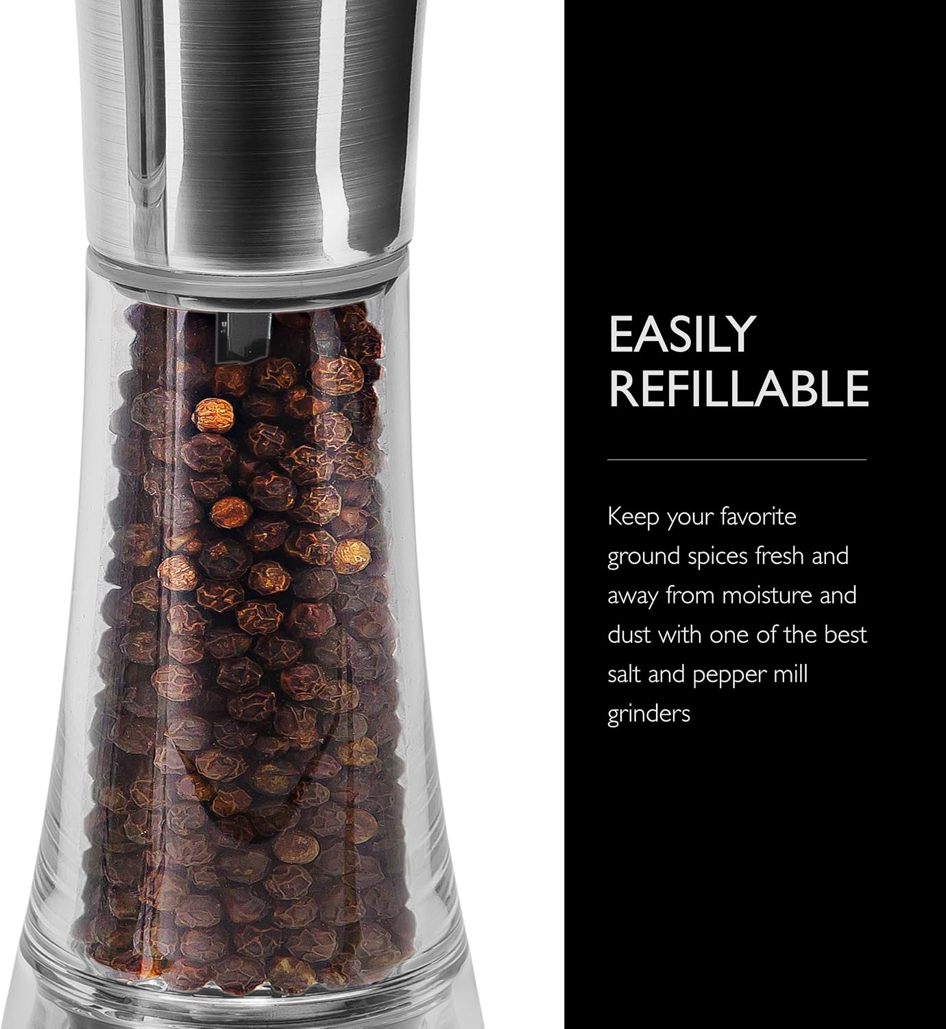 Cole & Mason Everyday Style Salt & Pepper Mill Gift Set - Salt & Pepper Shakers - Everyday Kitchen Tool & Home Essentials - Acrylic & Stainless Steel Shaker Set