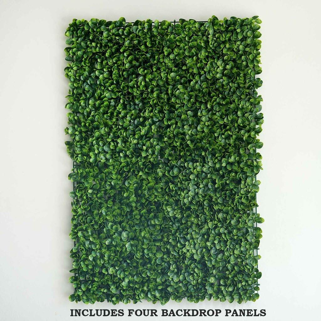 Tableclothsfactory 4 PCS Artificial Plants Wall Boxwood Hedge Grass Mat/High Density Greenery Panels Ivy Fence Grass Mat Covers 11sq.ft