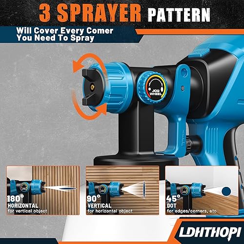 Miniatura 3 de LDHTHOPI Pulverizador de pintura inalámbrico con pistola pulverizadora eléctrica HVLP de alta potencia de 1000W con contenedor grande de 1200ml para