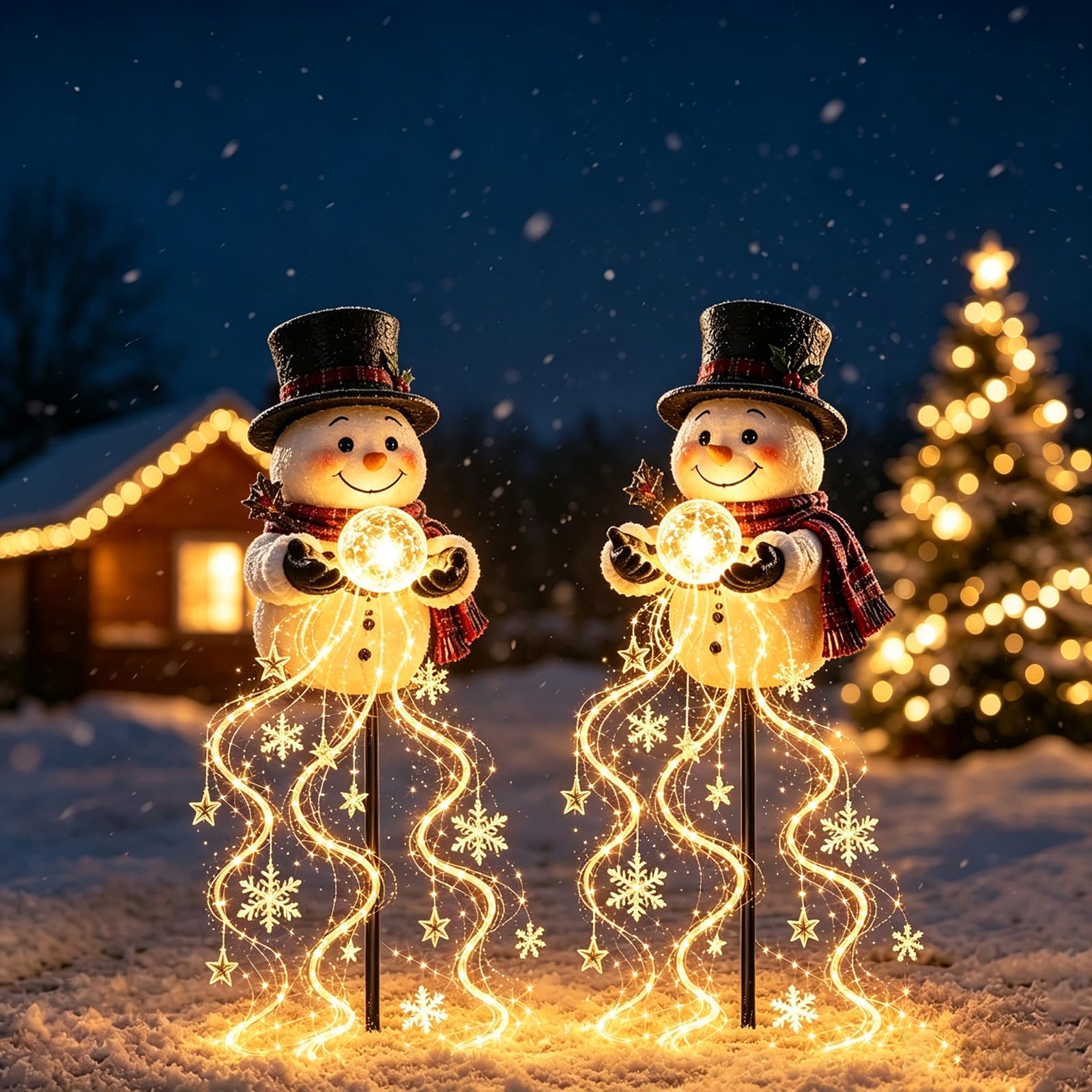 Snowman Magic Fountain - Flowing Snowflake LED Christmas Garden Light (A*2)