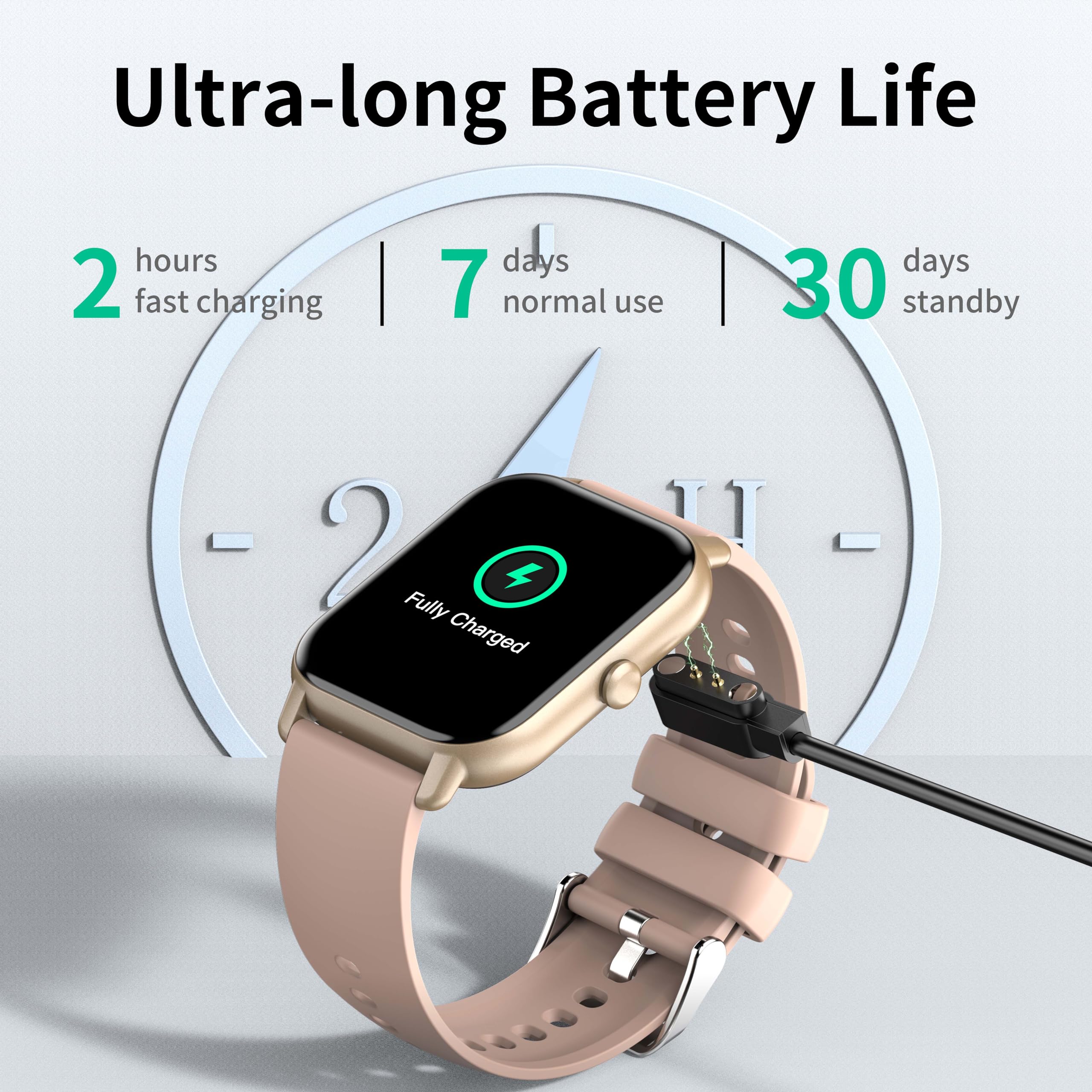 Smartwatch Donna Uomo, 1.85" Orologio Smartwatch Effettua Risposta Chiamate, 112 Modalità Sportive Smart Watch con Sonno Cardiofrequenzimetro, IP68 Impermeabile Orologio Digitale Android IOS, Oro Rosa