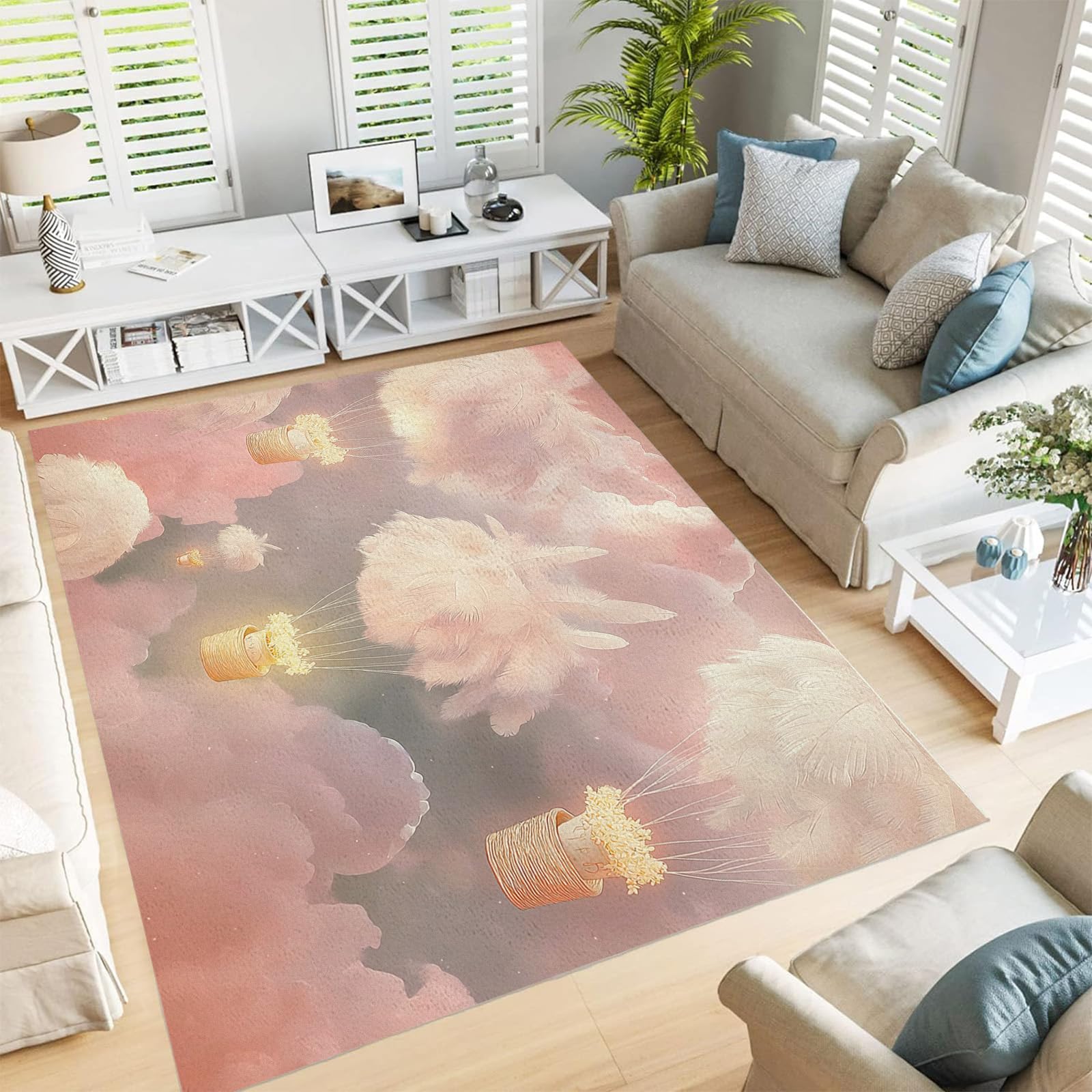Tapis de décoration salon moderne nuages de rêve grand tapis de sol poil ras