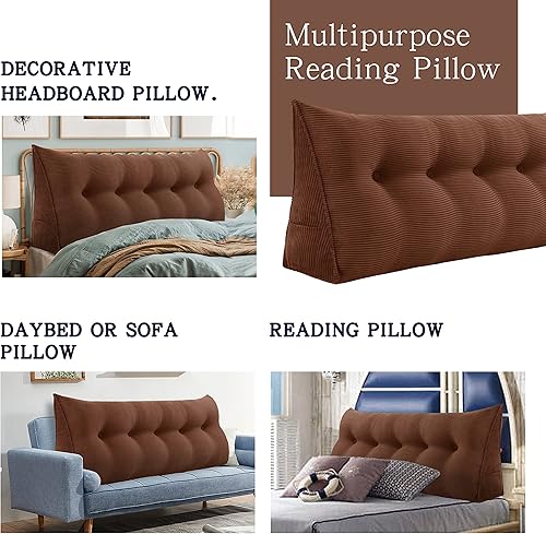 Miniatura 6 de Cojín triangular Vercart para cama y sofá en forma de cuña, para apoyar la espalda, para leer, soporte lumbar, con funda removible.