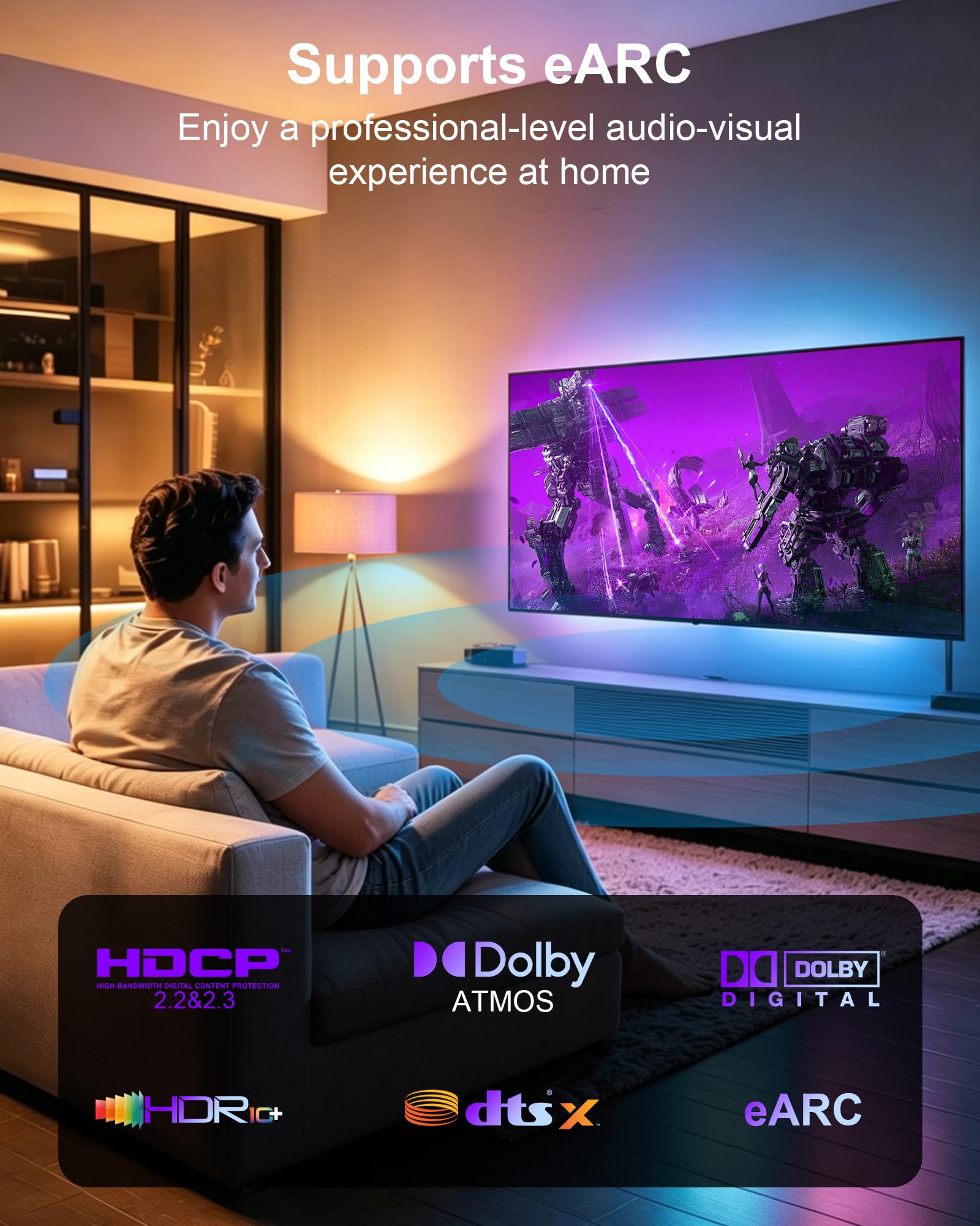 Cavo HDMI in fibra ottica 8K, 9 m, 8 K a 60 Hz, 4K a 240 Hz, 4K a 120 Hz, cavo HDMI 2.1 sottile bianco 48 Gbps ad altissima velocità, HDR dinamico, eARC, HDCP 2.2, 2.3, compatibile con PS5, Xbox, TV