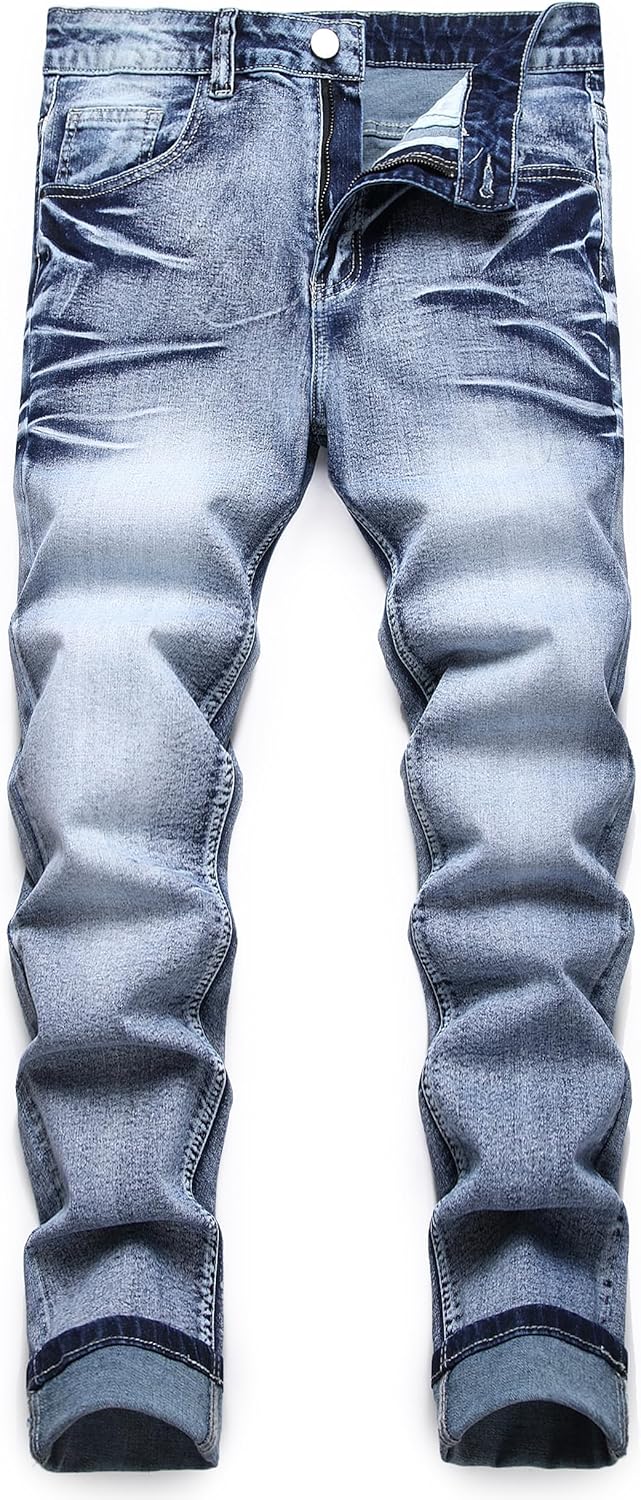 Jeans for Men Stretch Slim Fit Denim Comfort Flex Waist Colored Pants Strechy Regular Fit Tapered Leg