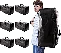 NATURELUX Heavy Duty Moving Bags with Backpack Straps & Handles - 6 Pack Extra Large Black Alternative to Boxes & Totes
