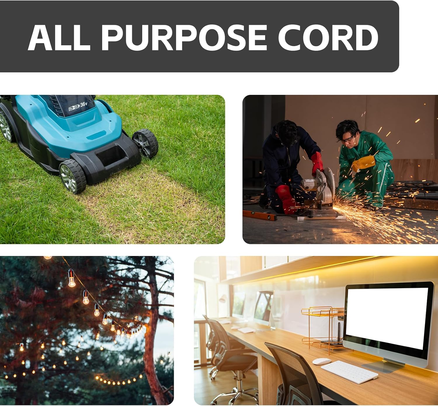 Indoor Outdoor Extension Cord Waterproof 25 FT, 12 Gauge Heavy Duty Black Extension Cord SJTW, Flexible Cold-Resistant 3 Prong Grounded Power Cord for Lawn, Garden, Appliance, UL Listed