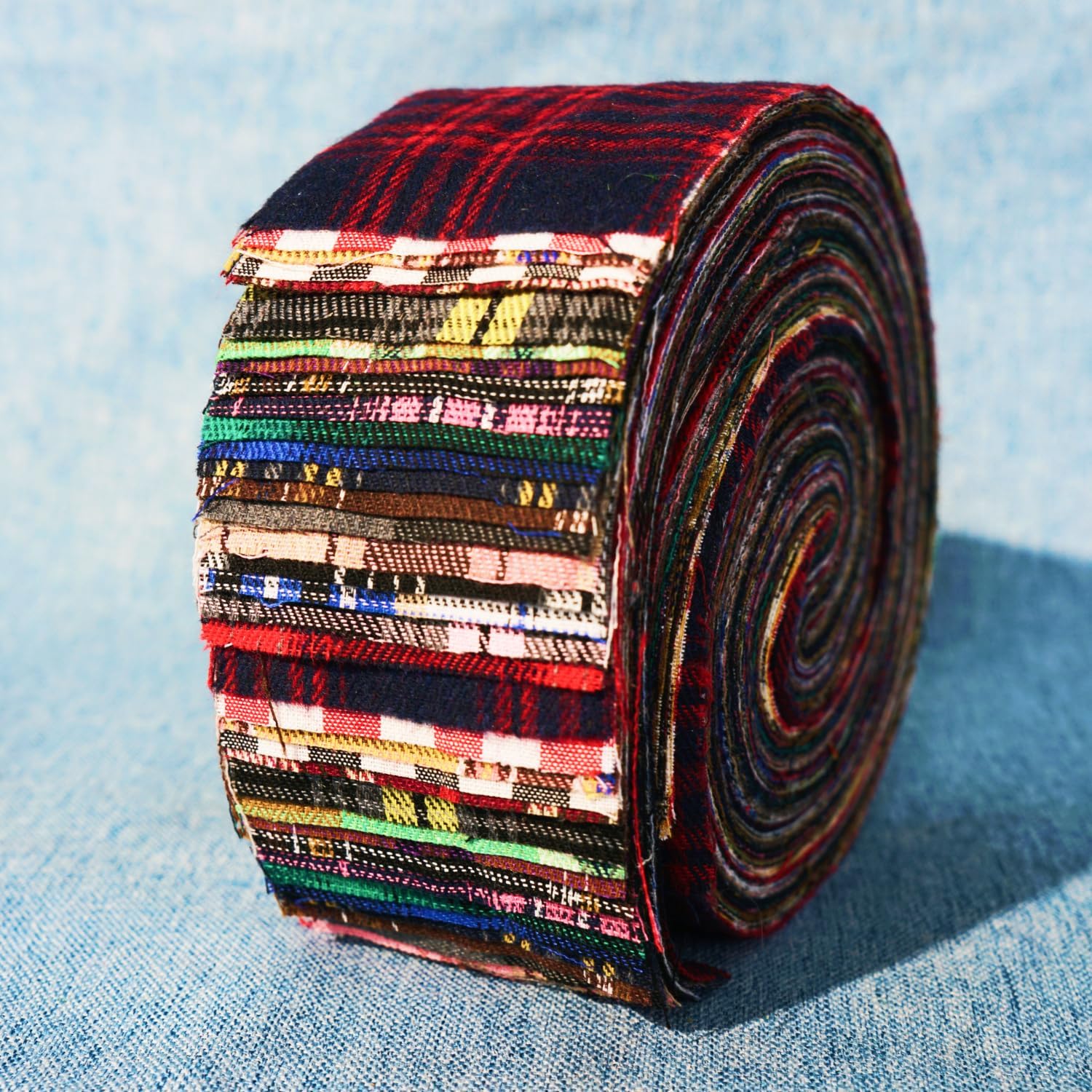 Phantomon Jelly Roll Fabric 40 Strip Assorted Fabric Bundle Precut Cotton Quilting Strips 2.5" x 40" in Tartan Checkered Prints for Sewing, Blanket, Rug, Patchwork