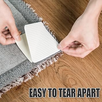 8 Pcs Non Slip Carpet Grippers for Laminate floors Anti Slip Rug Underlay Gripper for Rugs Vacuum Tech Rug Pads Grippers anti curling Carpet Grips on Tile Floor (10 x 10 cm)