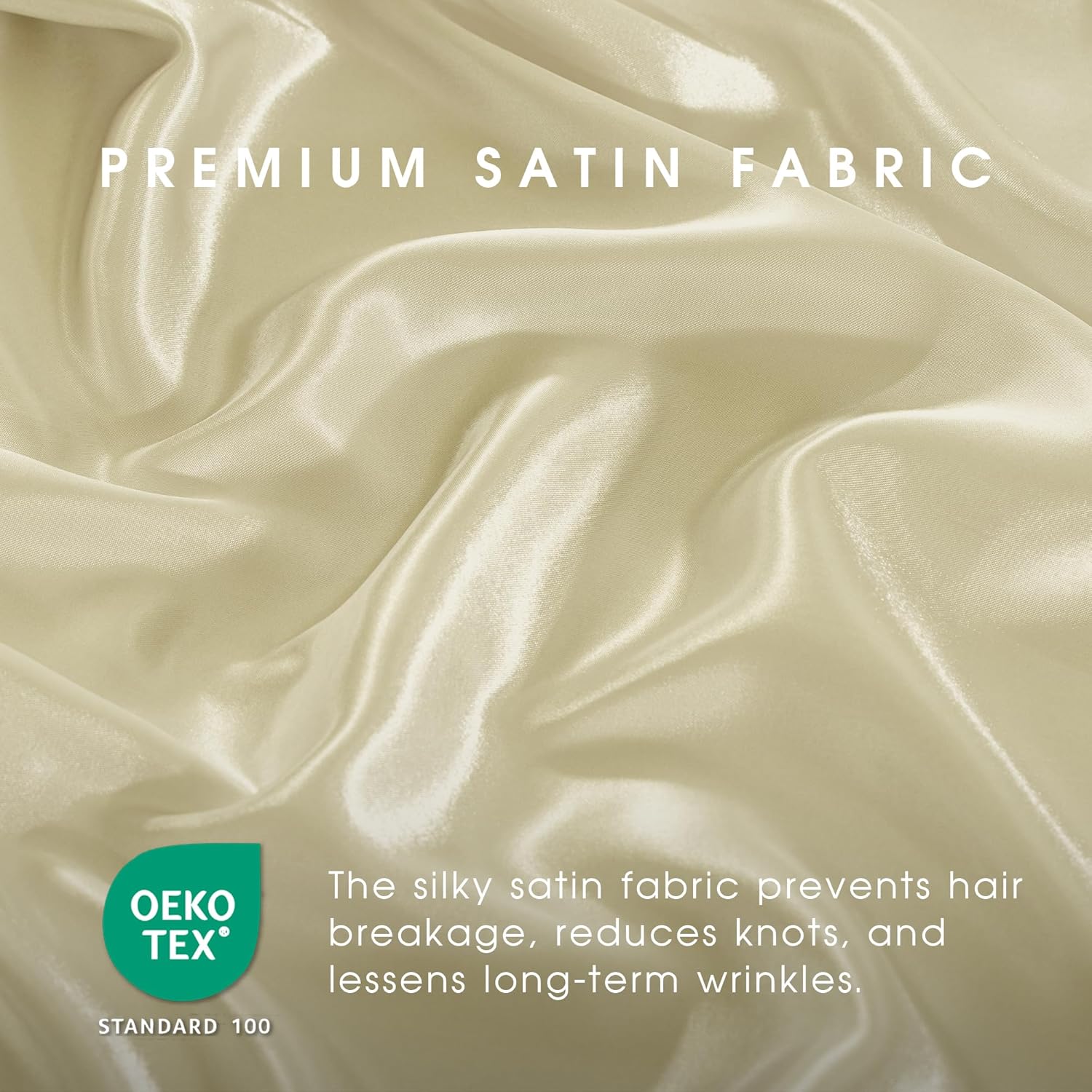 FreshCulture Satin Sheets Queen Size Bed Set- 4 Piece Luxury Soft Silky Queen Sheet Set, Similar to Silk Bed Sheets with 1 Deep Pocket Fitted Sheet, 1 Flat Sheet & 2 Pillowcases (Beige)
