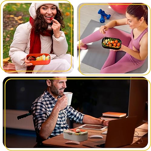 Miniatura 7 de Lonchera Bento para adultos, recipientes japoneses para adultos, juego de lonchera para preparación de comidas, lindo recipiente apilable aislado