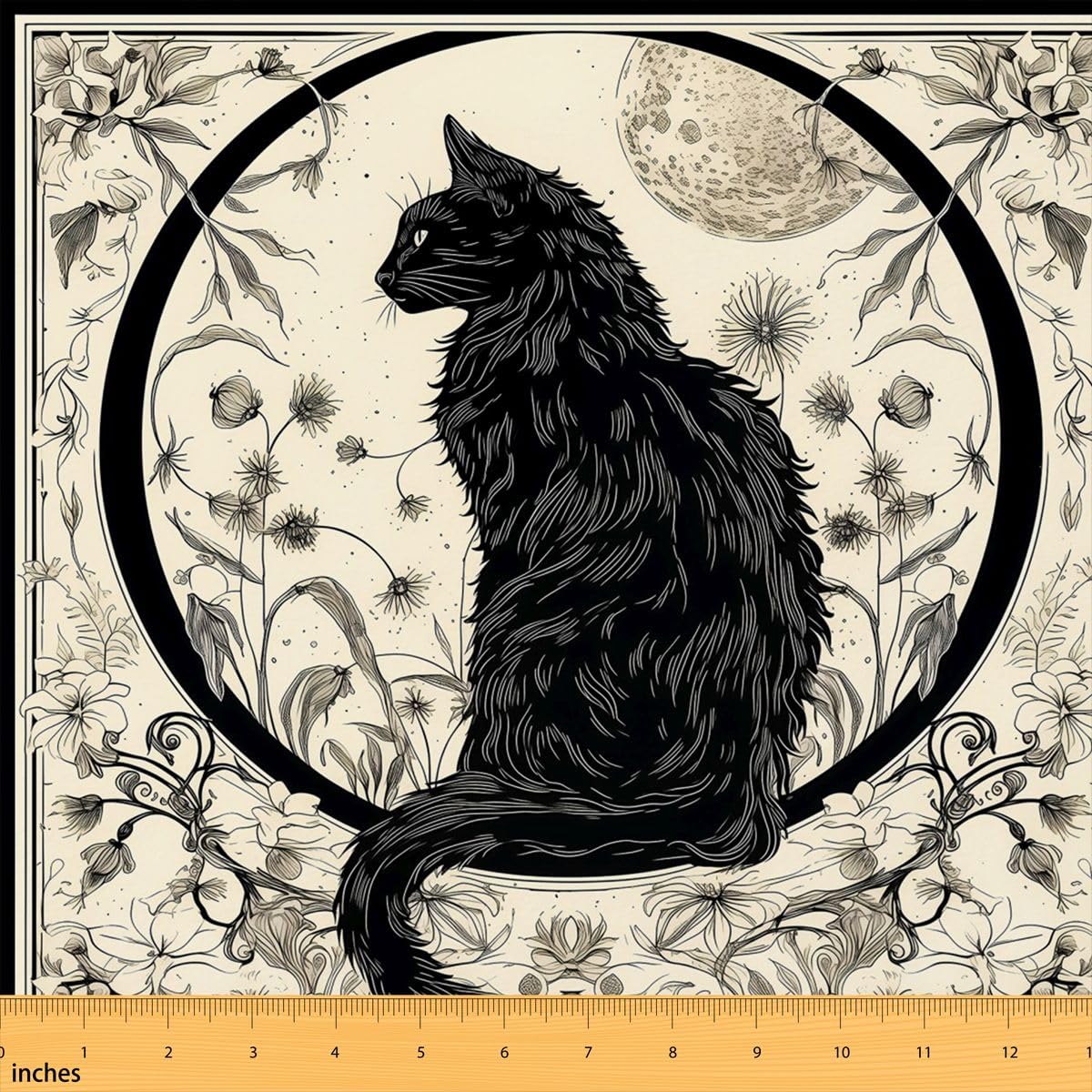 Homewish Tela con estampado de gato negro de The Yard