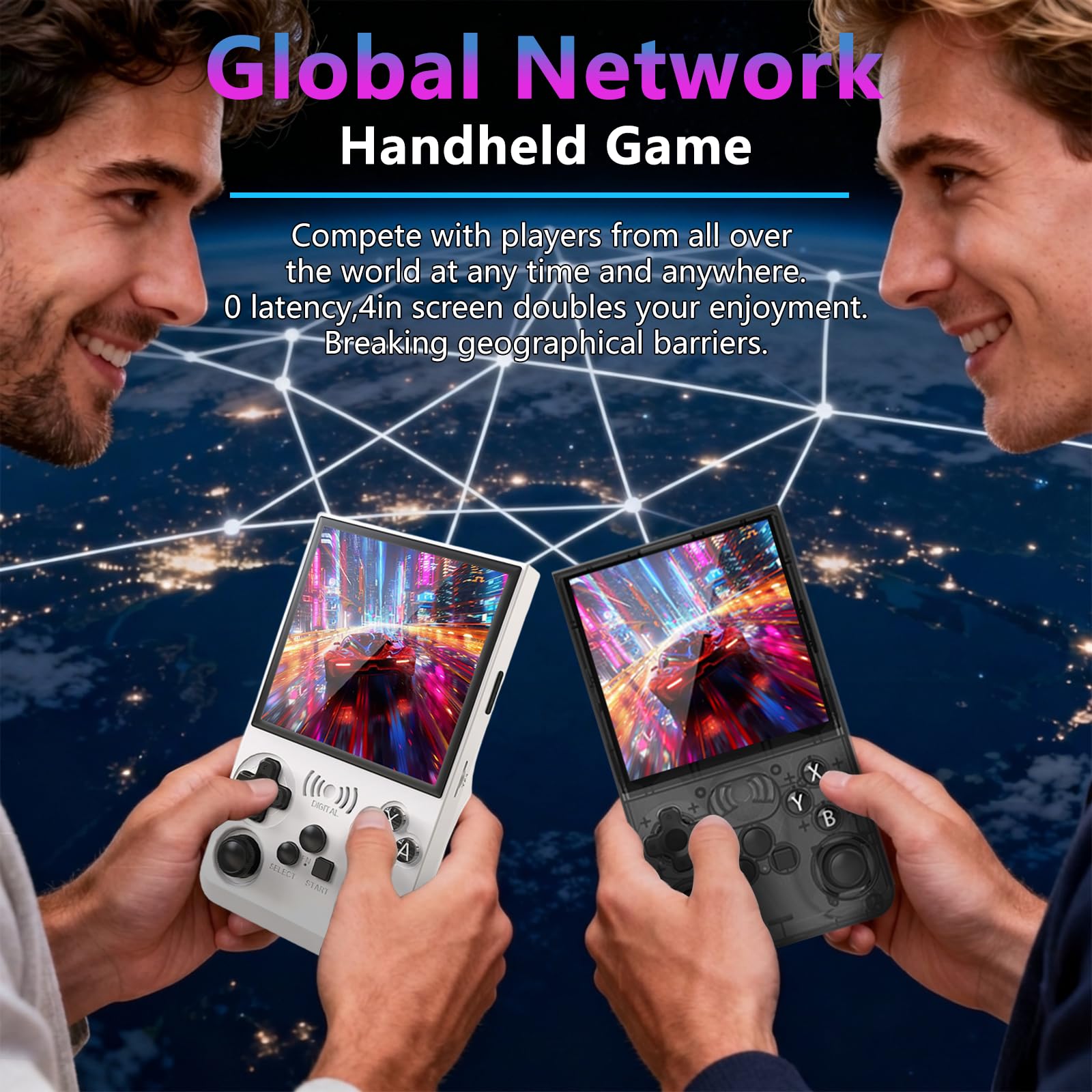 GAMINJA Retro-Handheld-Spielkonsole, Retro-Spielekonsole mit 10,2 cm IPS-Bildschirm, WiFi-2-Spieler-Online-Battle & Game-Download, 20+ klassische Emulatoren, 3500 mAh Akku, tragbares
