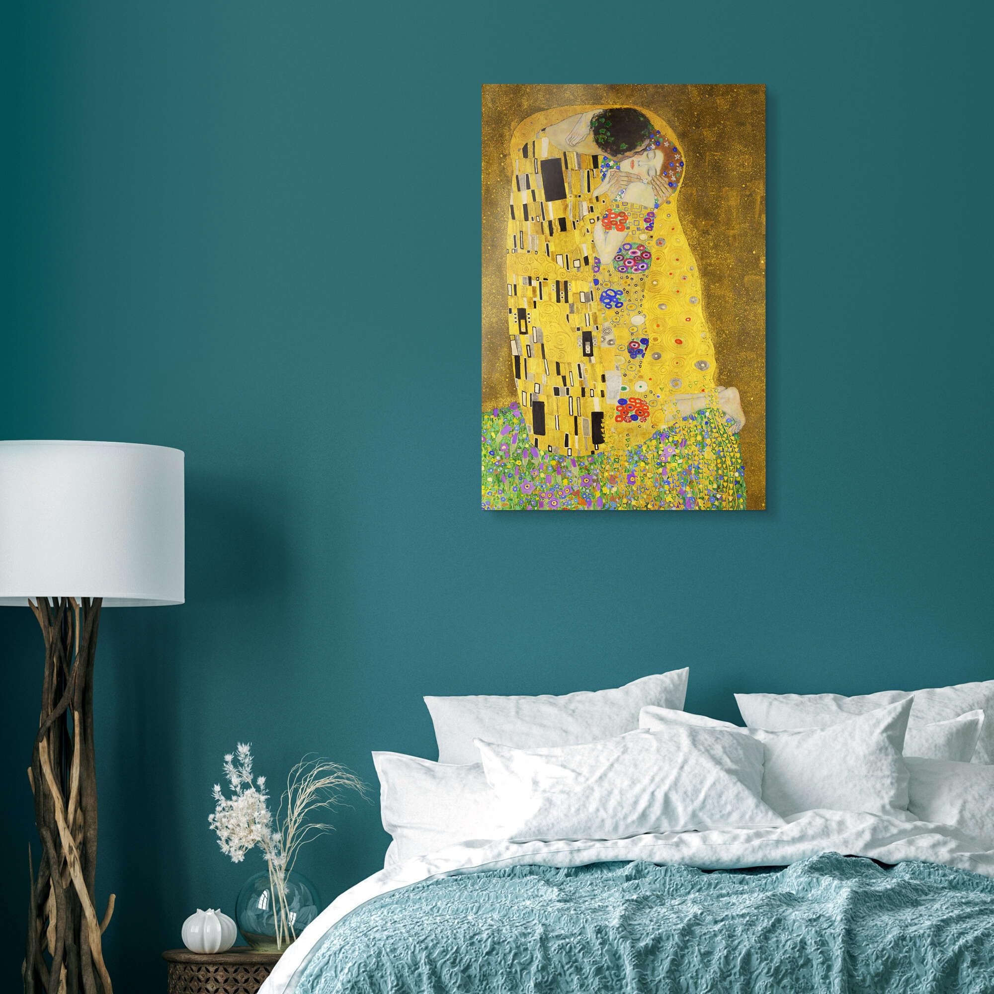 Posterlounge Der Kuss (Detail) Acrylglasbild | 60 x 90 cm von Gustav Klimt Gelb Wandbilder Wanddeko