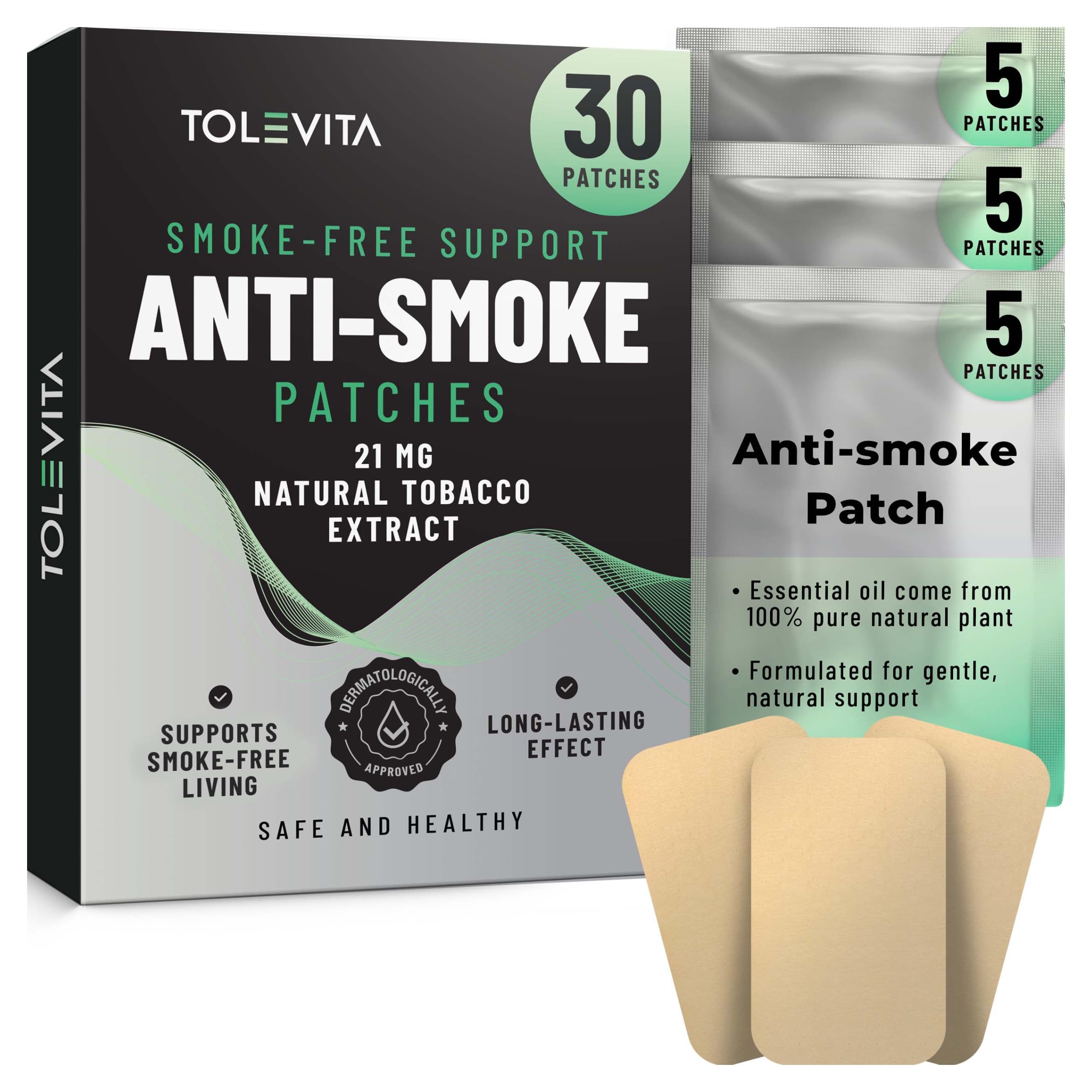 Amazon.com: TOLEVITA Anti- Smoke Herbal Patches 21 mg | Quit Smoking  Patches to Help Reduce Cravings | Herbal Stop Smoking Aid for a Healthier  Lifestyle