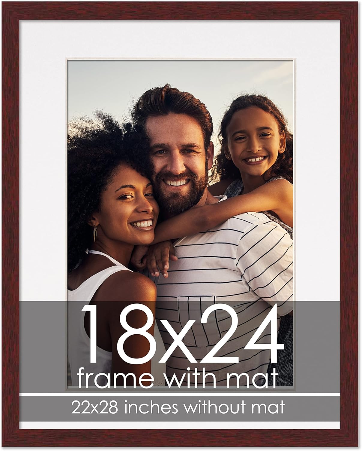 18x24 Frame with Mat Brown 22x28 Frame Wood Made to