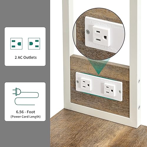 Miniatura 4 de YITAHOME Soporte para microondas con toma de corriente, barra de café, cocina, estante de almacenamiento independiente para despensa,