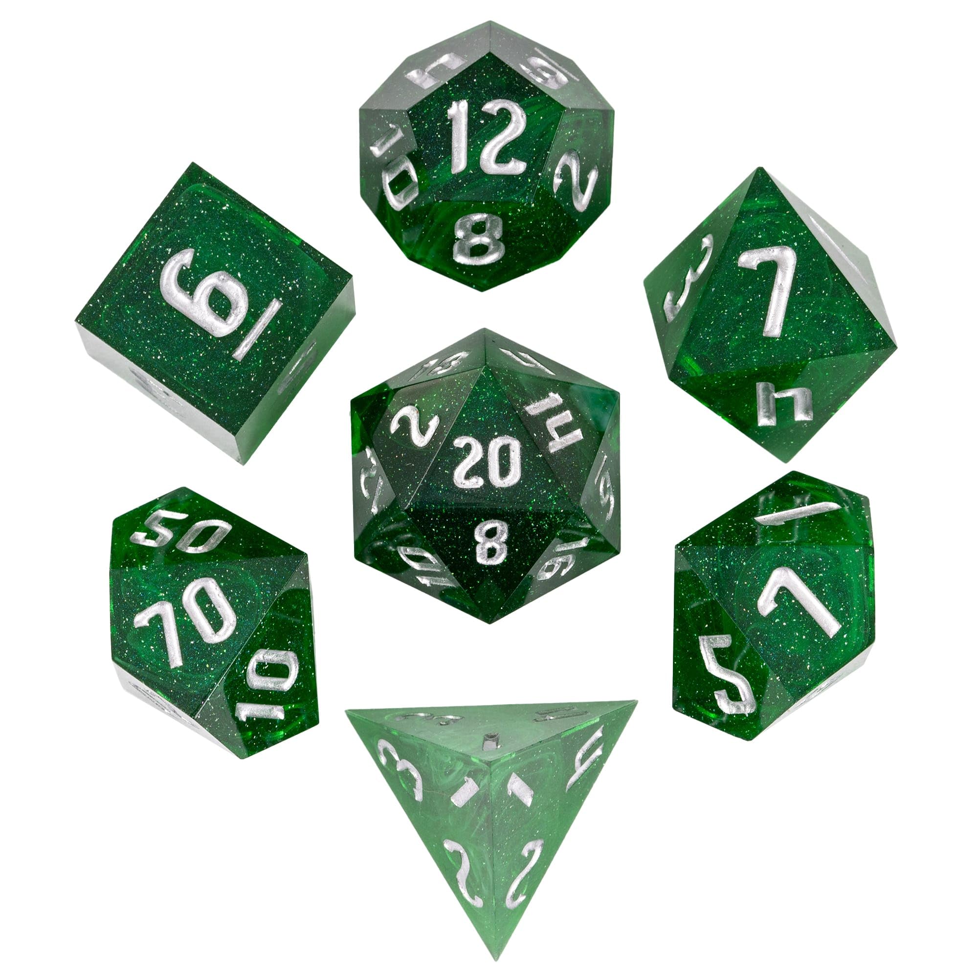 CRITALLIC 7PCS DND Dice Set,Handmade Sharp Edge Dice Set for RPG Games — image 1
