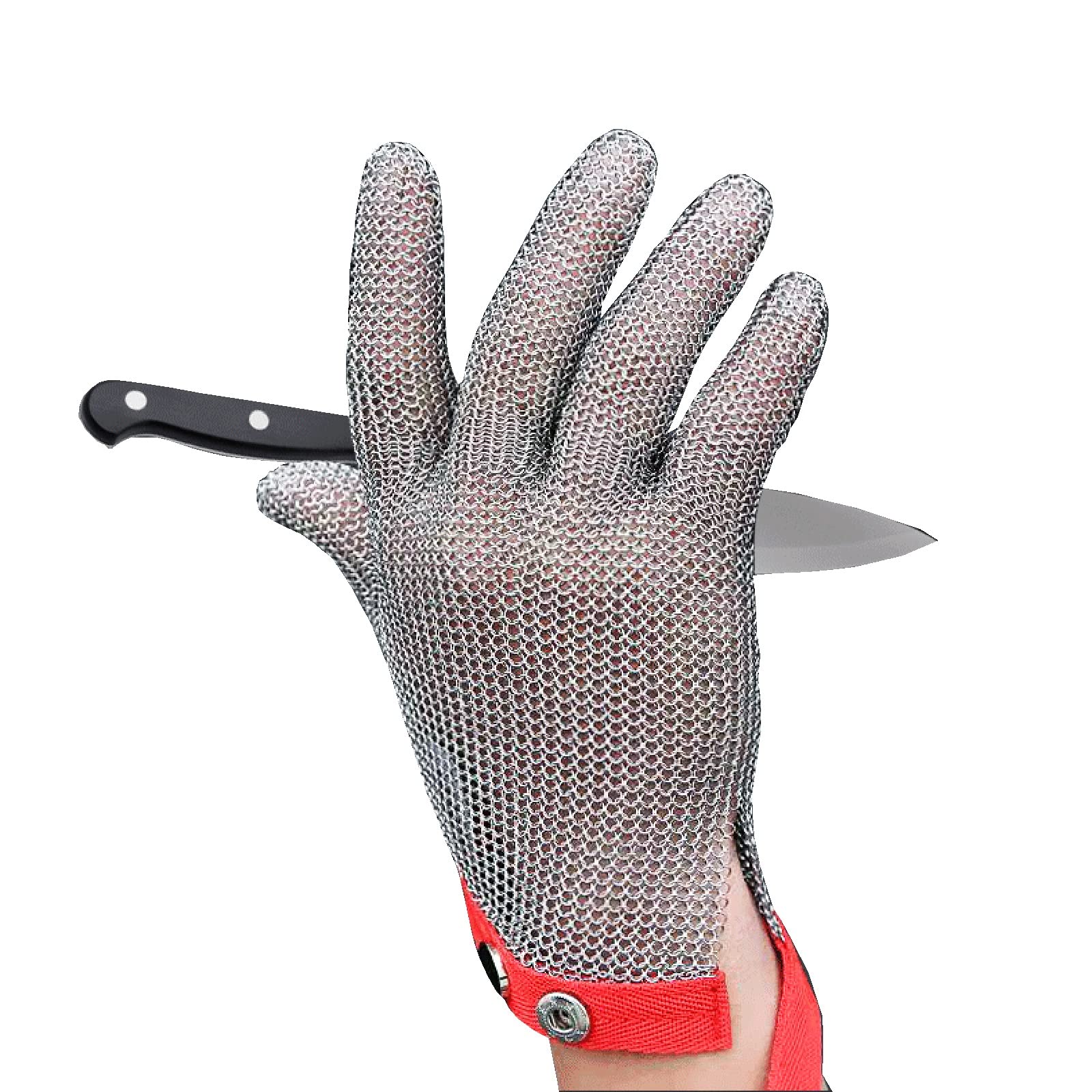Guantes Resistentes al Corte de Malla Pesados, Guantes de Trabajo Antideslizantes cómodos y Resistentes al Desgaste, adecuados for la Cocina/Aventura al Aire Libre/Matanza