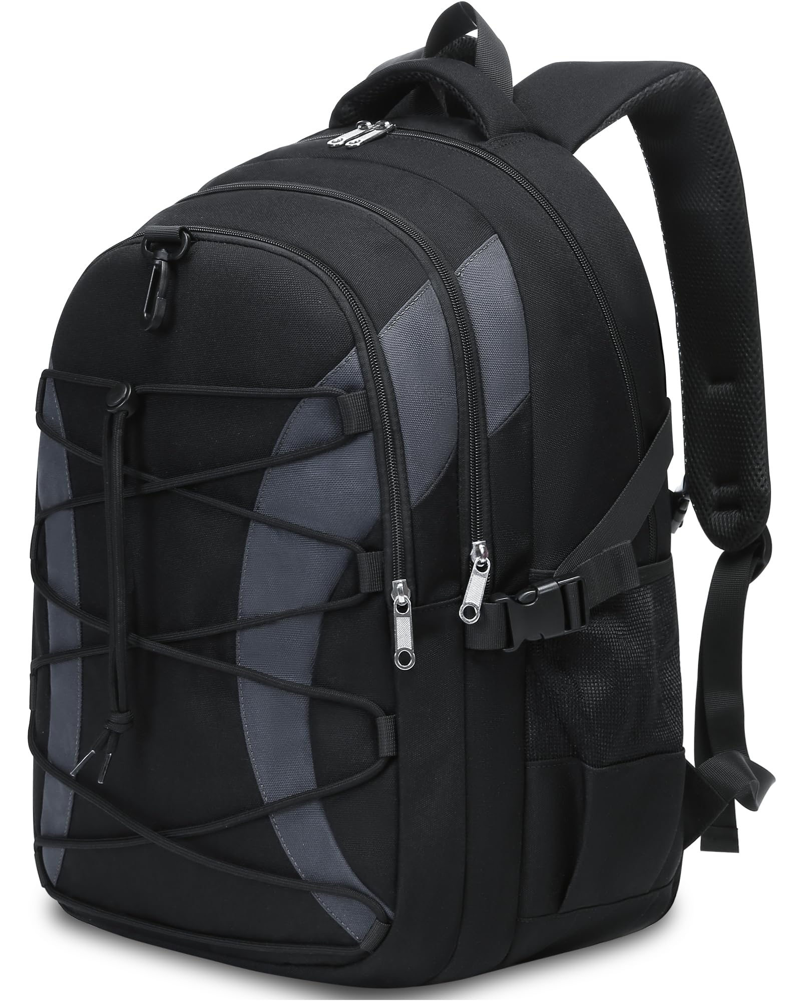 BLUEFAIRYMiddle High School Backpack for Teen Boys Girls Large College Bookbag with Laptop Sleeve Back to School Book Bags Mochilas Escolares para Niños Niñas Adolescentes (Black/Dark Gray, Solid)