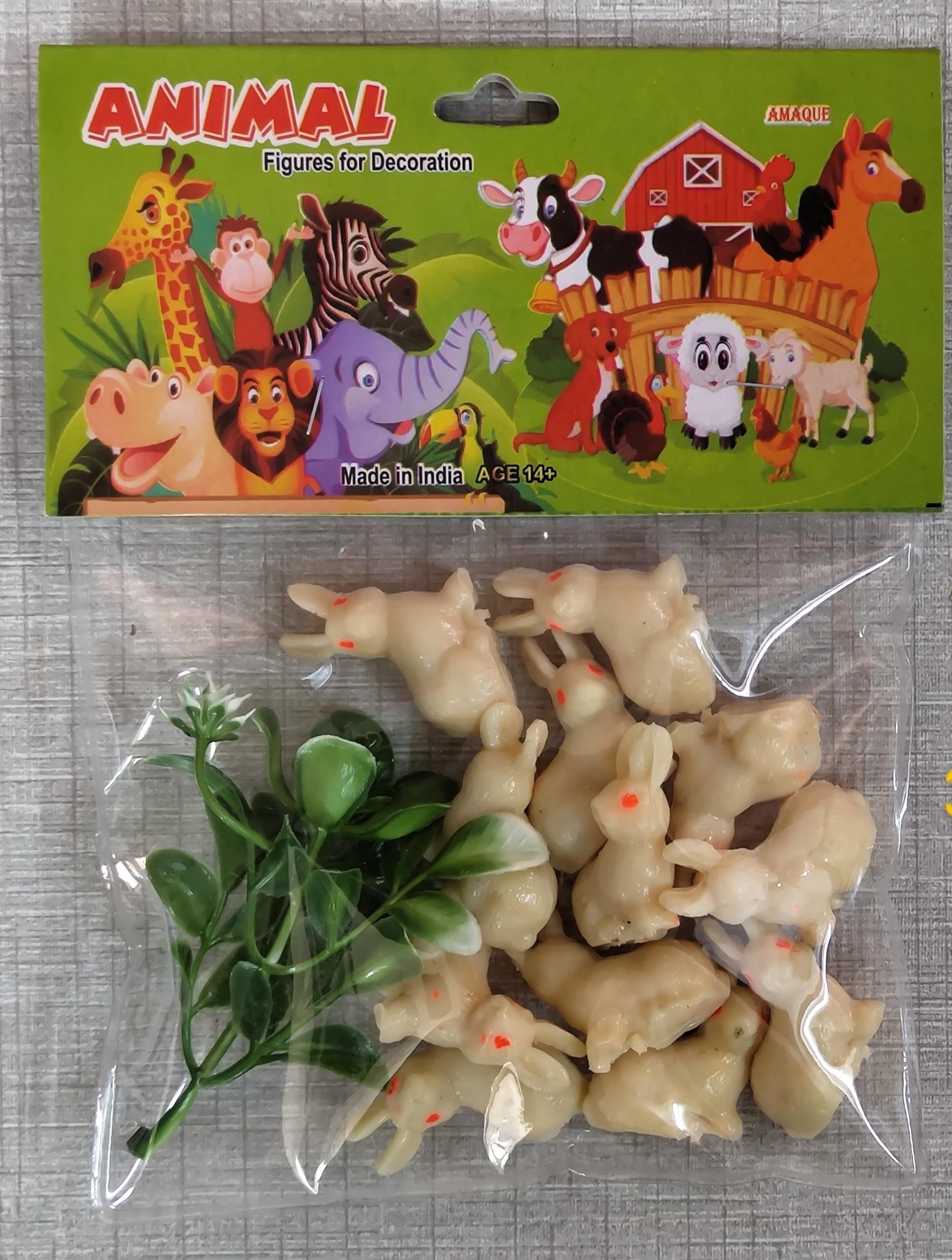 AMAQUE® Rabbit Miniature Figures 12 Piece Pack for Play and Decoration in Home Garden Kids Room Plants - 3cm Size Each Rabbit, Milky Color Realistic Details